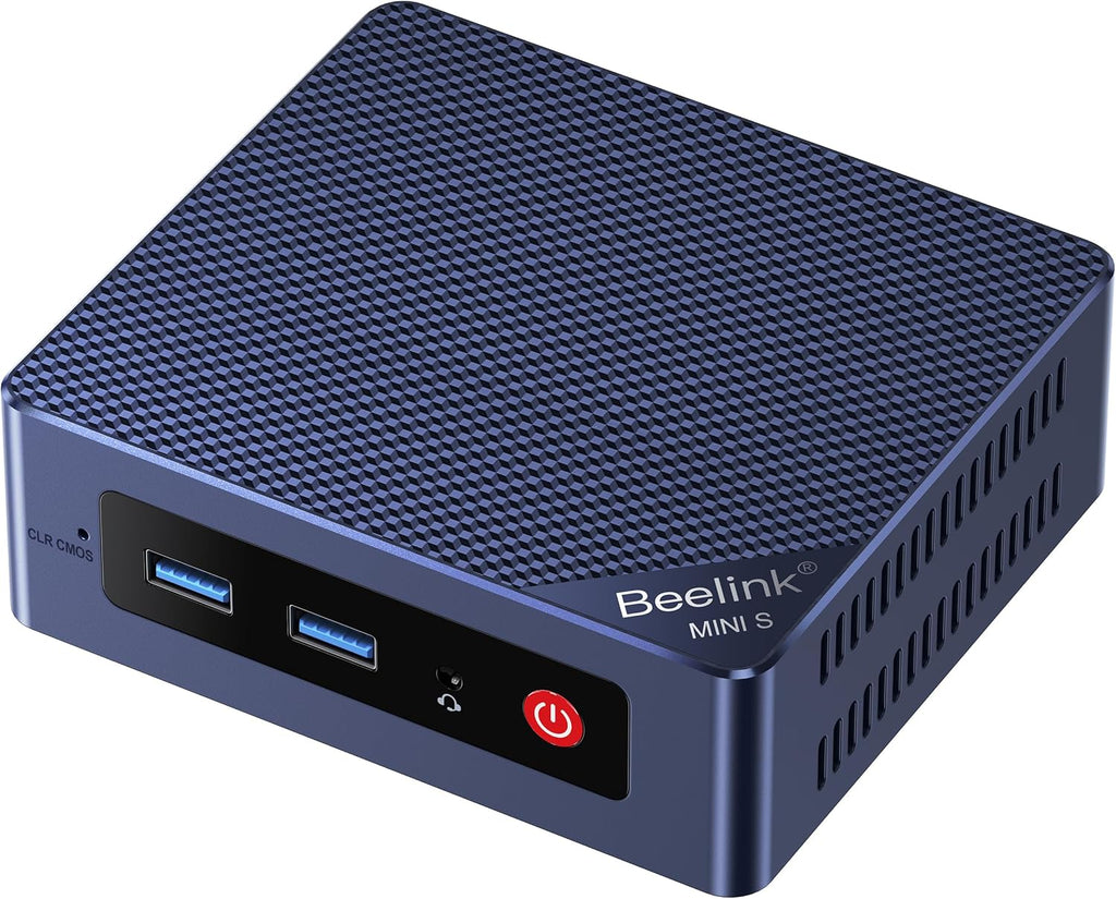 Beelink Mini PC Mini S12 N95 Intel Alder Lake-N95 (up to 3.4GHz) 12GB LPDDR5 500GB SATA3 SSD Mini Desktop Computer  Support 4K@60Hz Dual HDMI Display  2.5G LAN/USB3.2/Low-Power Home/Office Micro PC