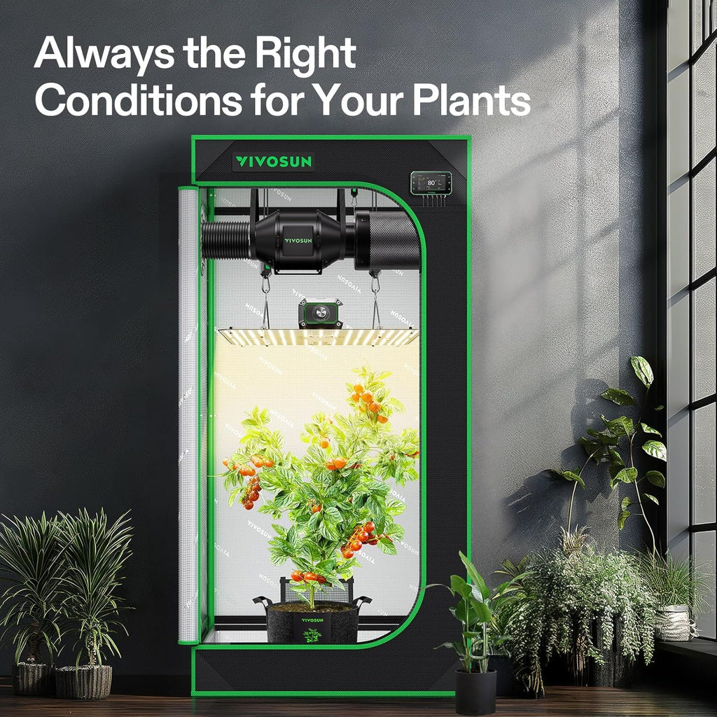 VIVOSUN GIY Smart Grow Tent System 2x2  WiFi-Integrated Grow Tent Kit  with Automate Ventilation and Circulation  Schedule Full Spectrum 100W LED Grow Light  and GrowHub E42A+ Controller