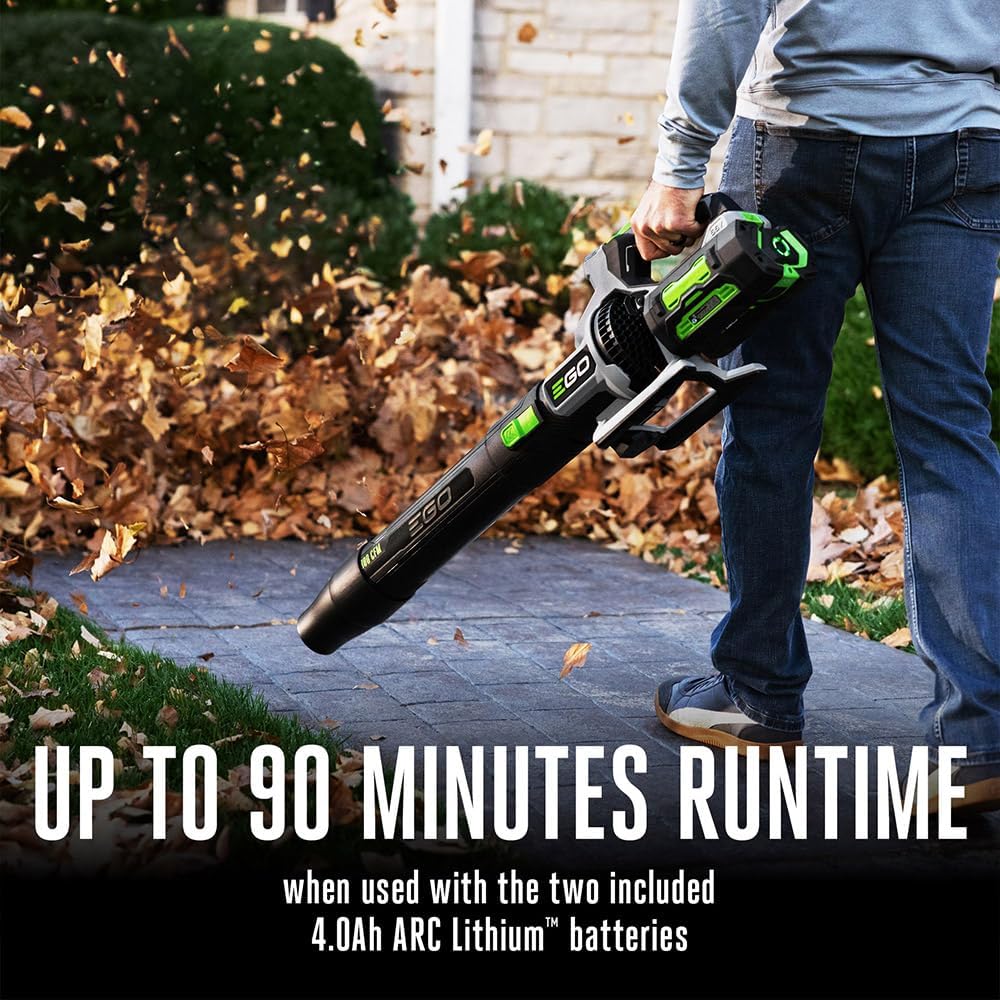 EGO Power+ Leaf Blower  Cordless Electric 880 CFM  Includes (2) 56V 4.0Ah Batteries and Charger - LB8803-2