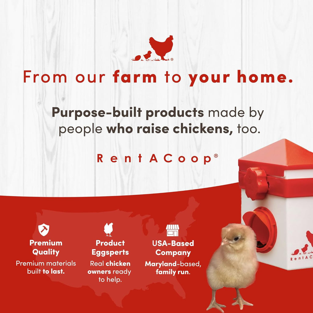 RentACoop Big Red Barn Chick Brooder Set | Durable  Lightweight  Easy-Clean  Multipurpose | with Heating Plate  Feeder  Waterer  Absorbent Hatchling Liners  Jute Liners  LED Light  Security Latch