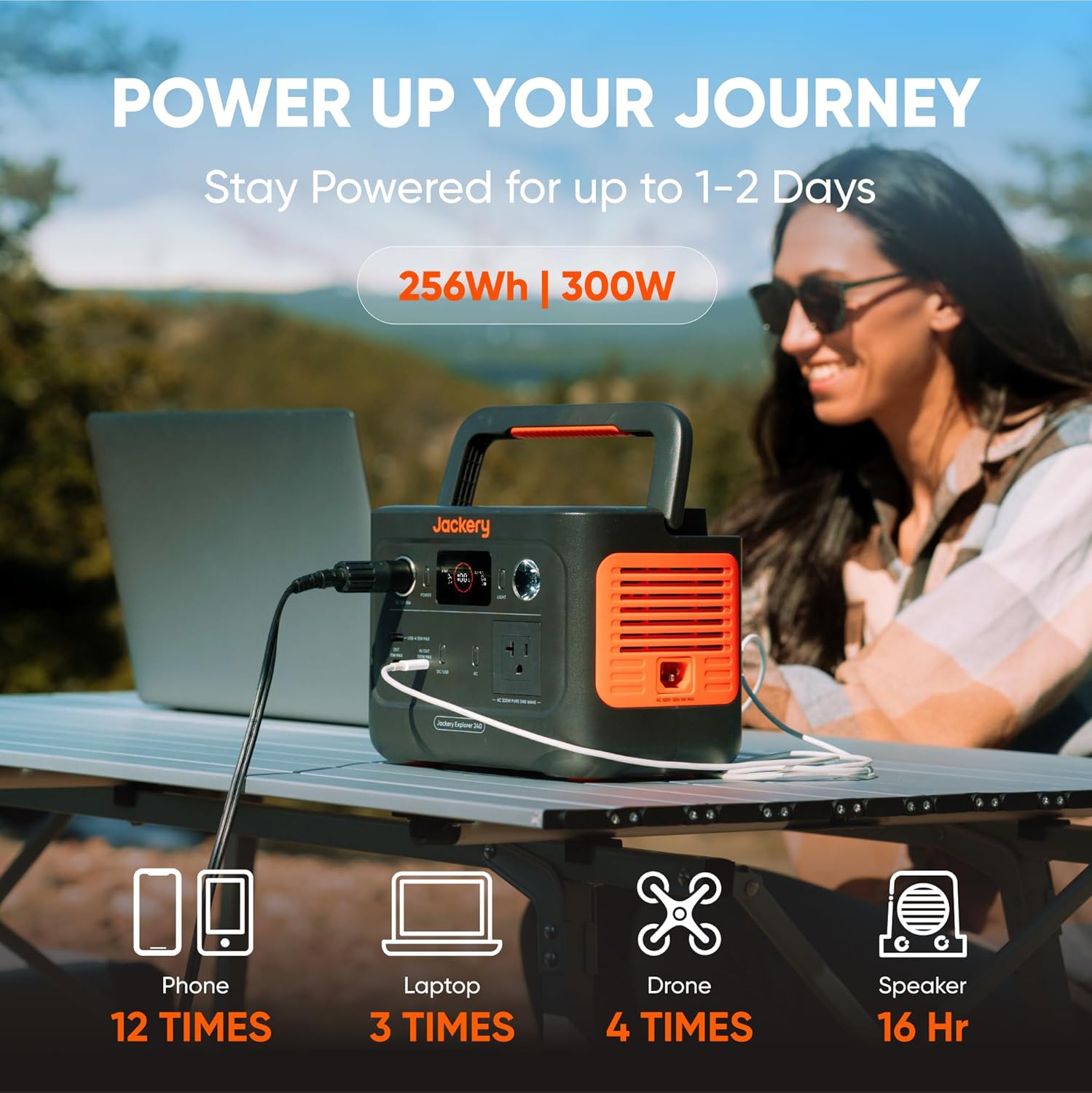 Jackery Solar Generator 240 v2 and 40W Mini Solar Panel  256Wh LiFePO4 Battery  300W AC & 100W USB-C Output  Ultra Fast Solar Charging for Outdoors  Camping  Travel & Emergencies