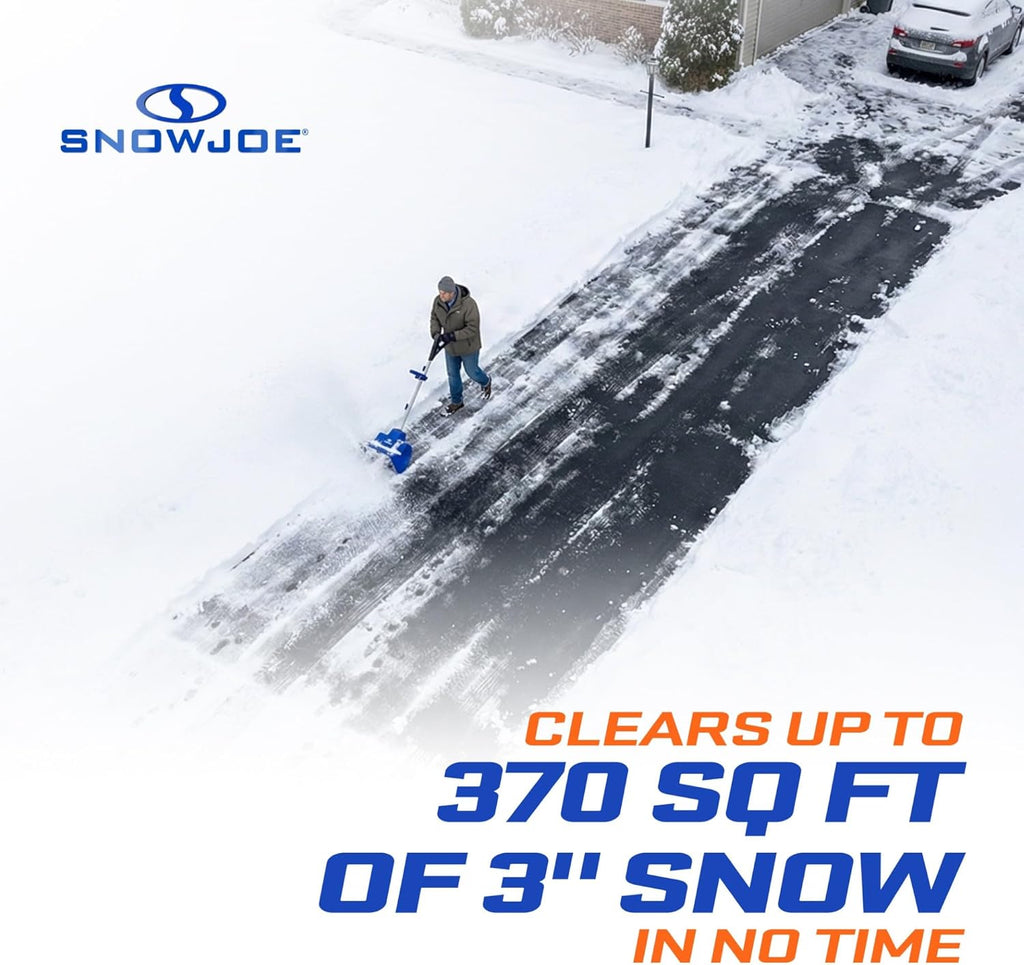 Snow Joe 24V Cordless Electric Shovel Kit w/ 4Ah Battery & Charger  11″ Clearing Width  400W Motor – Portable  Lightweight  Fast Ice & Snow Removal for Deck  Patio  Driveway  24V-SS11