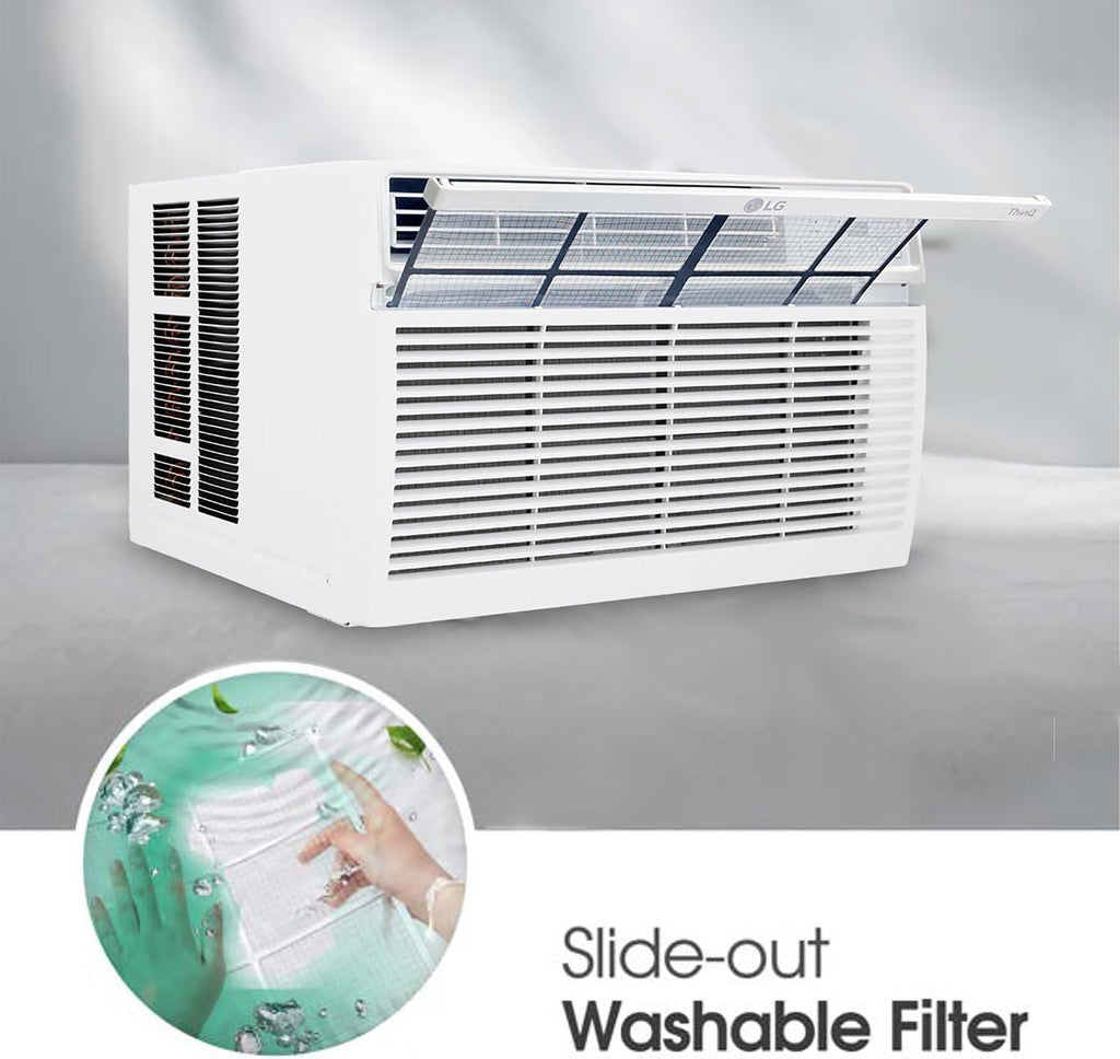 LG 8,000 Window Air Conditioner, 115V, 350 Sq.Ft. (14' x 25' Room Size), Quiet Operation, Electronic Control with Remote, 3 Cooling & Fan Speeds, Auto Restart, 8000 BTU, White