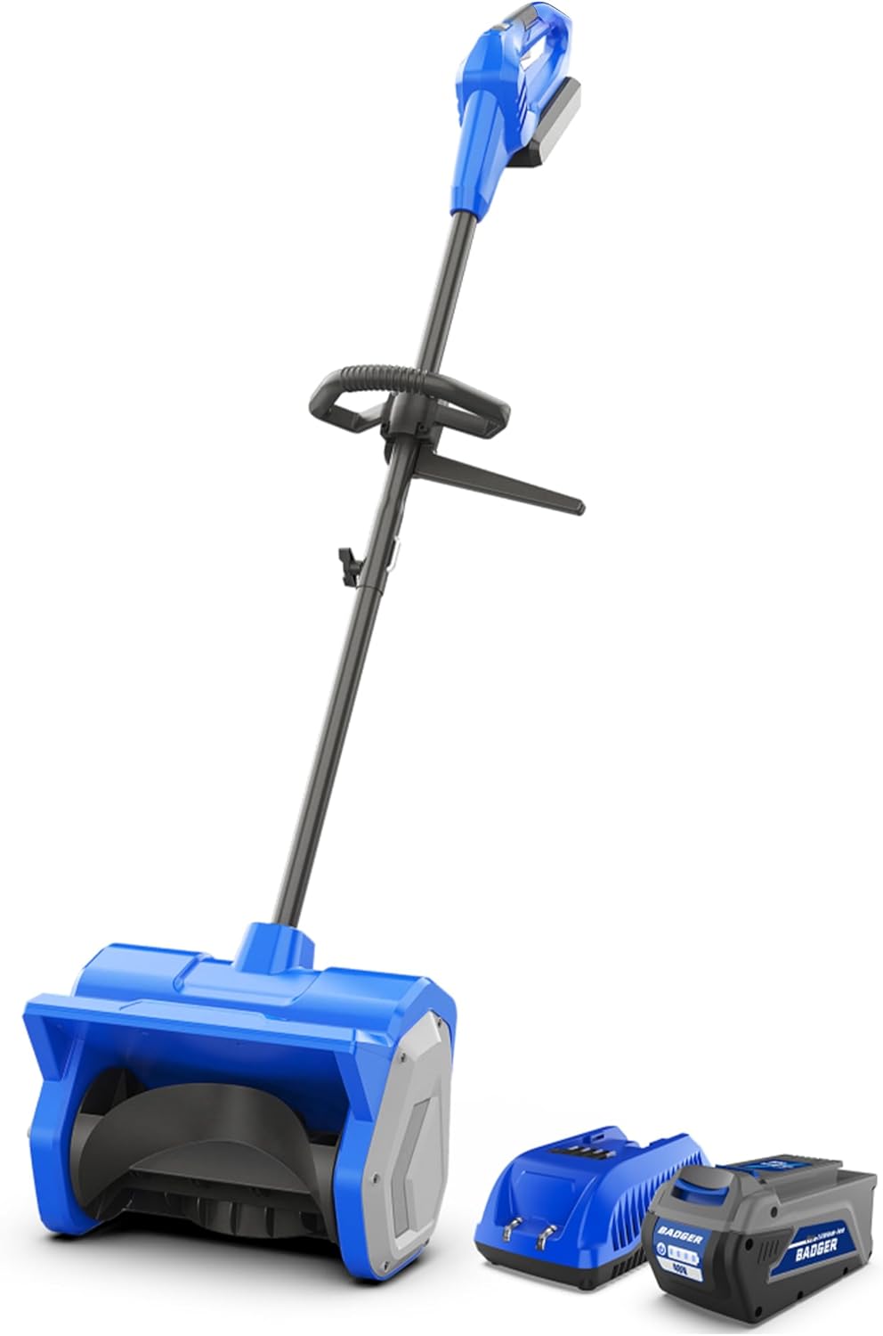 Wild Badger Power 40V Cordless Snow Shovel  12" Brushless  20 FT Throw  8" Depth  4.0Ah Battery & Fast Charger Included  for Steps  Porches  Walkways & Driveways