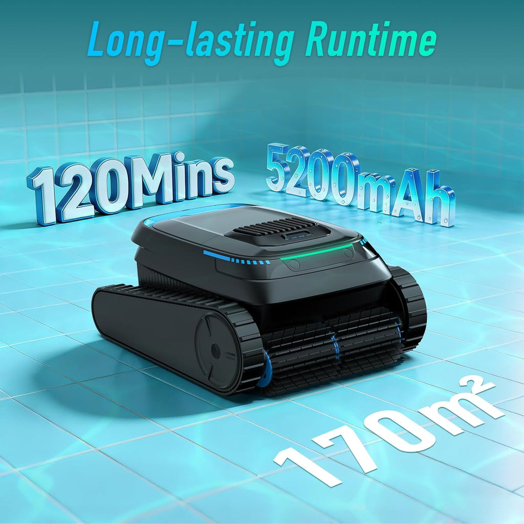 AIRROBO Cordless Robotic Pool Cleaner for Inground & Above Ground Pools  Smart Zigzag Navigation  Floor  Wall & Waterline Cleaning  5000 GPH