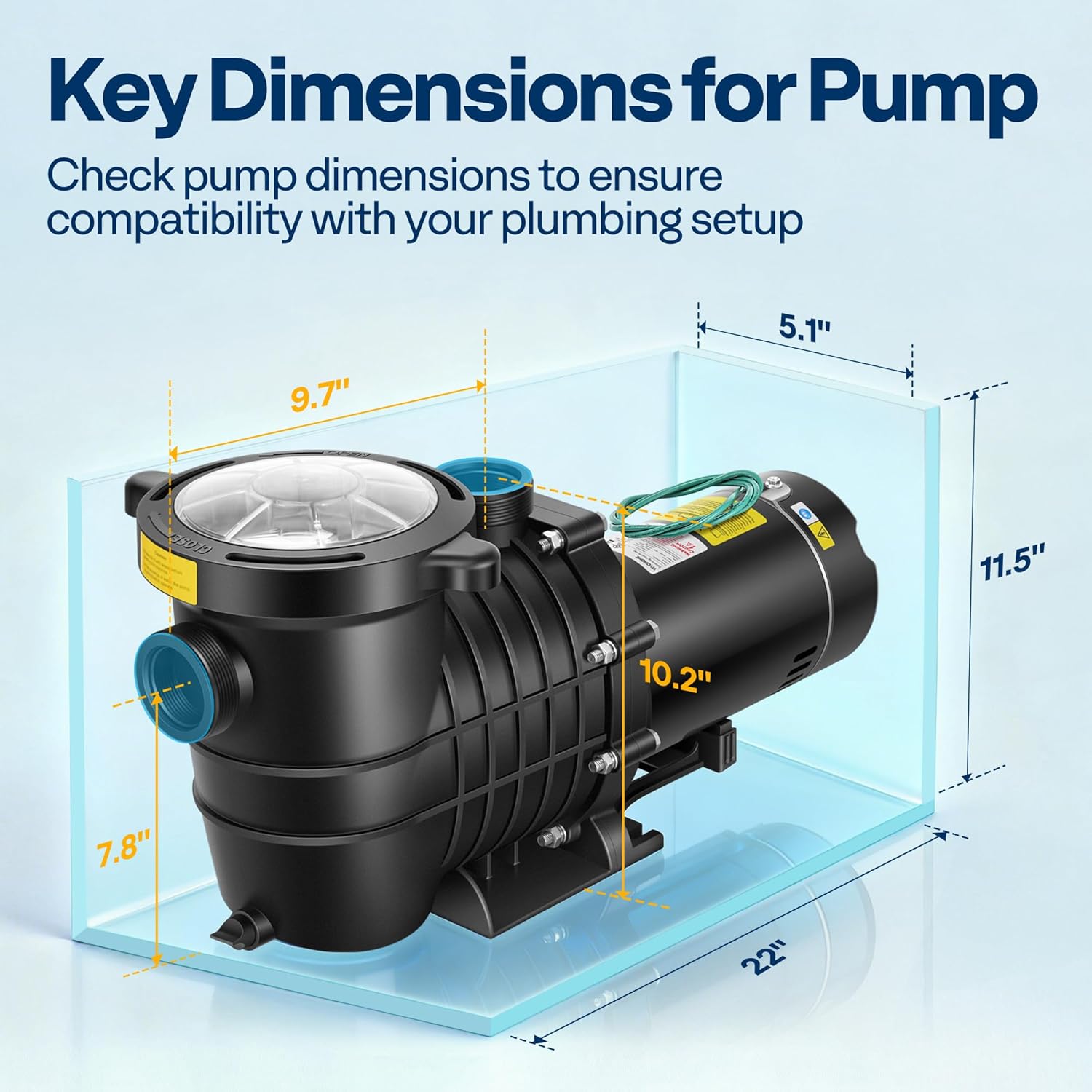 VIVOHOME 2.0HP Pool Pump - 115V/230V Self-Priming Motor - In-Ground/Above Ground - 6800GPH Energy Efficient - 1.5"  2"  and 1.25"-1.5" Connectors w/Strainer Basket