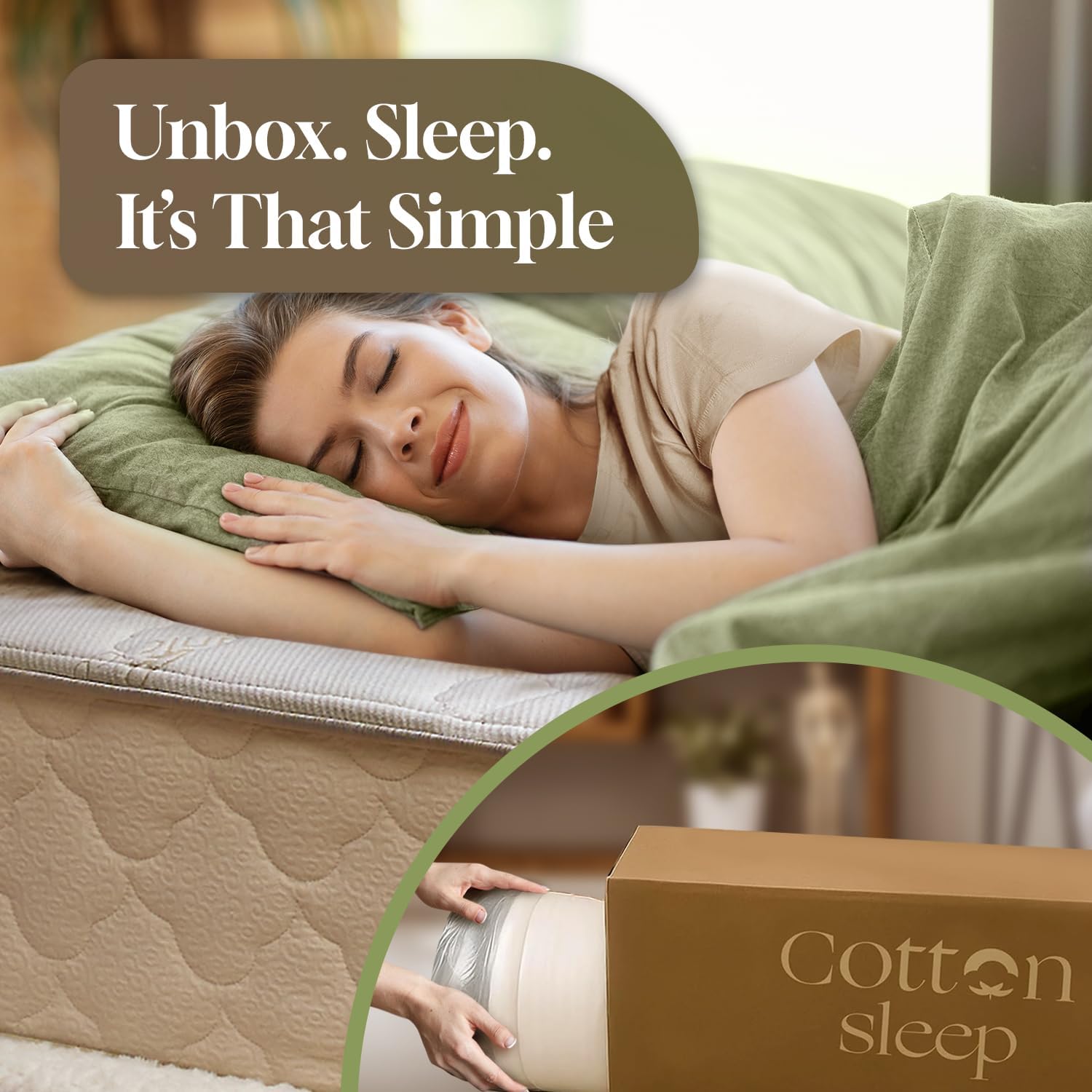 CottonSleep All Natural Mattress (100% Organic Cotton, Wool, & GOTS Latex, Made in The USA) Non Toxic, Fiberglass Free Hybrid Pocket Coil and Plush Foam Bed in A Box Medium Soft - Twin XL, 11"