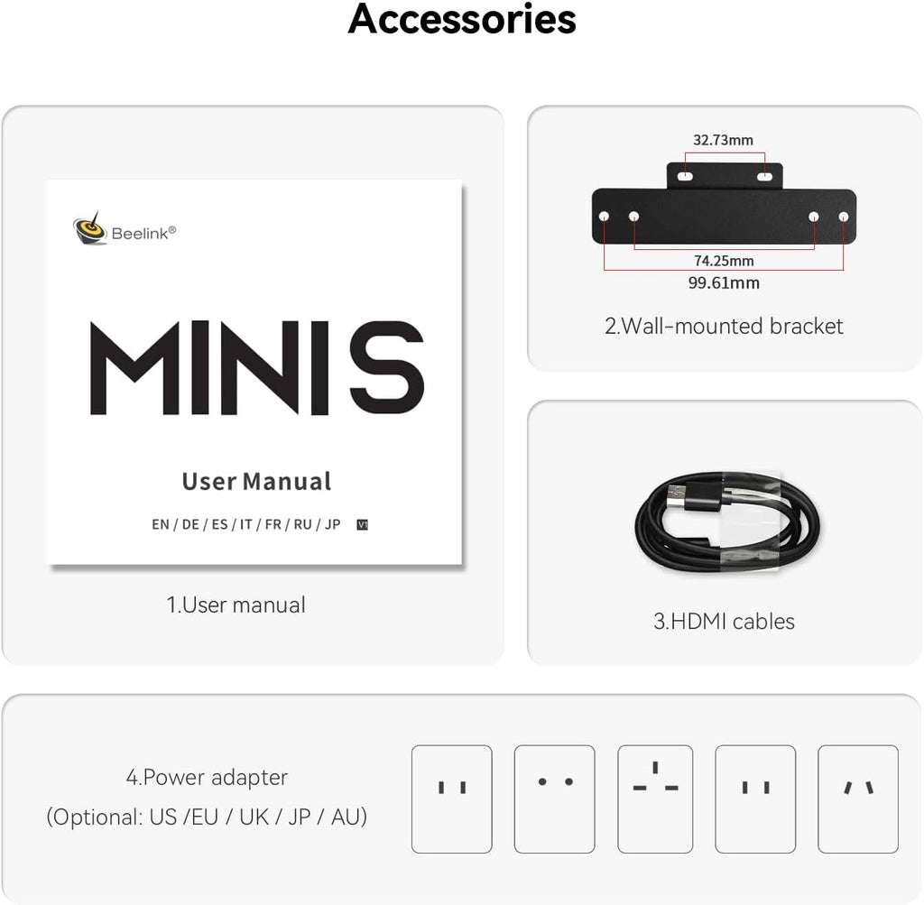 Beelink Mini PC  Mini S12 Intel 12th Gen 4-Core N95(up to 3.4GHz)  Mini Computer 8GB DDR4 RAM 256GB SSD  Desktop PC Dual HDMI 4K UHD/Gigabit Ethernet/Dual WiFi5/BT4.2/HTPC/W11 Home