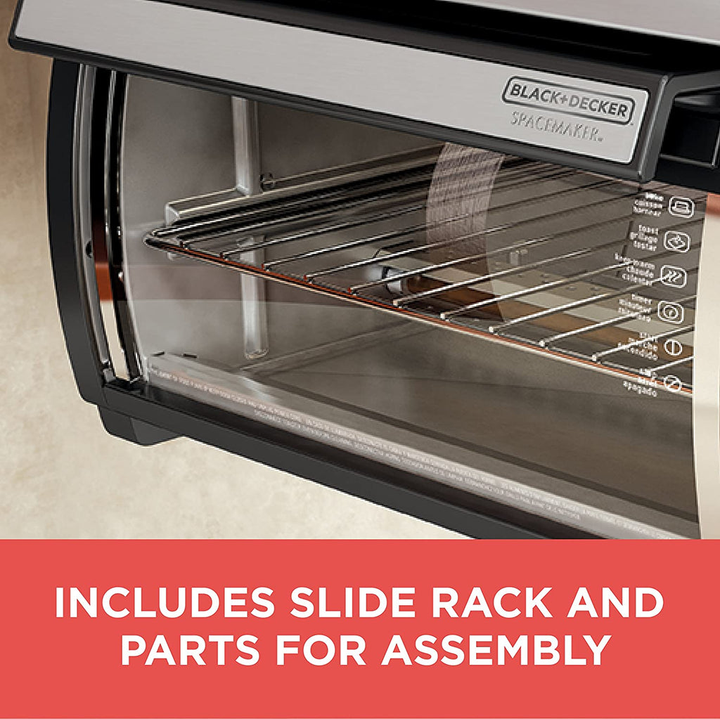BLACK+DECKER SpaceMaker Under-Counter Toaster Oven, Digital Controls, Black/Stainless Steel, Fits 9锟芥锟斤拷 Pizza, TROS1000D
