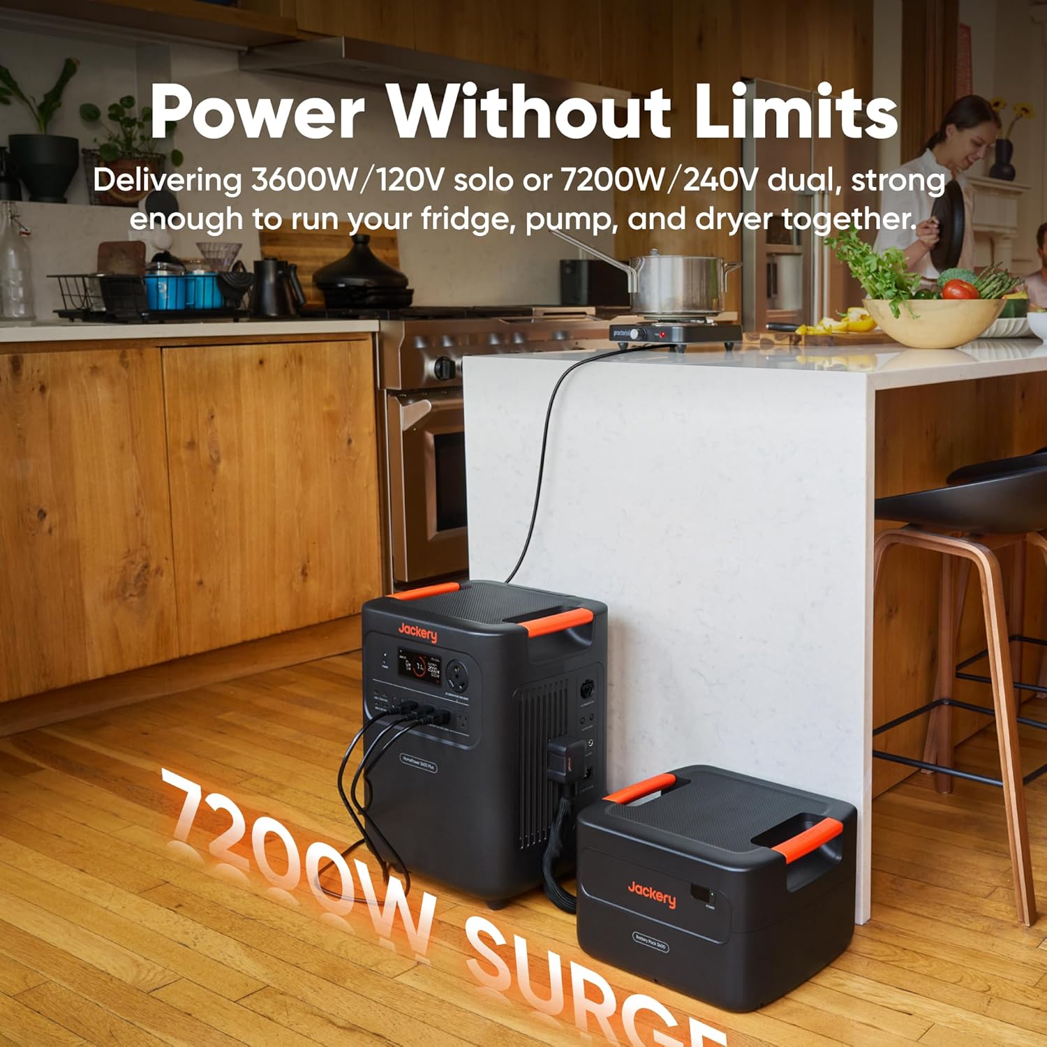 Jackery HomePower 3600 Plus Portable Power Station  3600W AC Output  3584Wh LFP Solar Generator  Expandable up to 21kWh  Essential Home Backup for Home Use  Emergencies  RV (Solar Panel Optional)