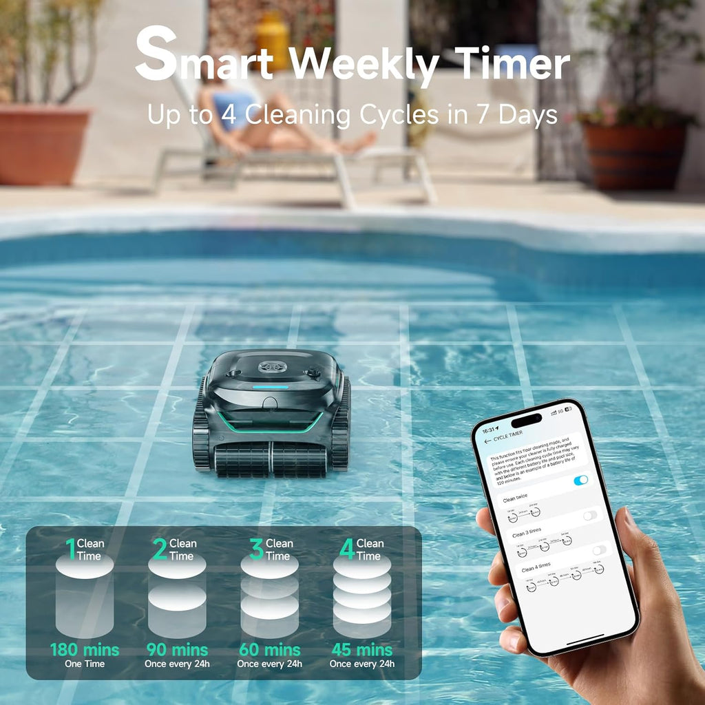 (2026 Upgraded) WYBOT C2 Cordless Robotic Pool Cleaner  Dual Filtration  Wall Climbing & Waterline Cleaning  App Scheduling  Smart Navigation  Pool Vacuum for Inground/Above Ground Pools-2152 Sq.ft