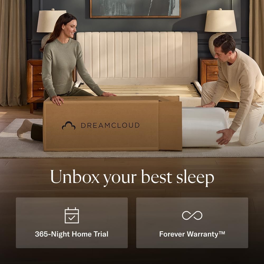DreamCloud Luxe 14" Full Mattress - Luxury Hybrid Gel Memory Foam - 365 Night Trial - Back Pain Relief - Fiberglass Free - Forever Warranty - Mattress in a Box - CertiPUR-US Certified