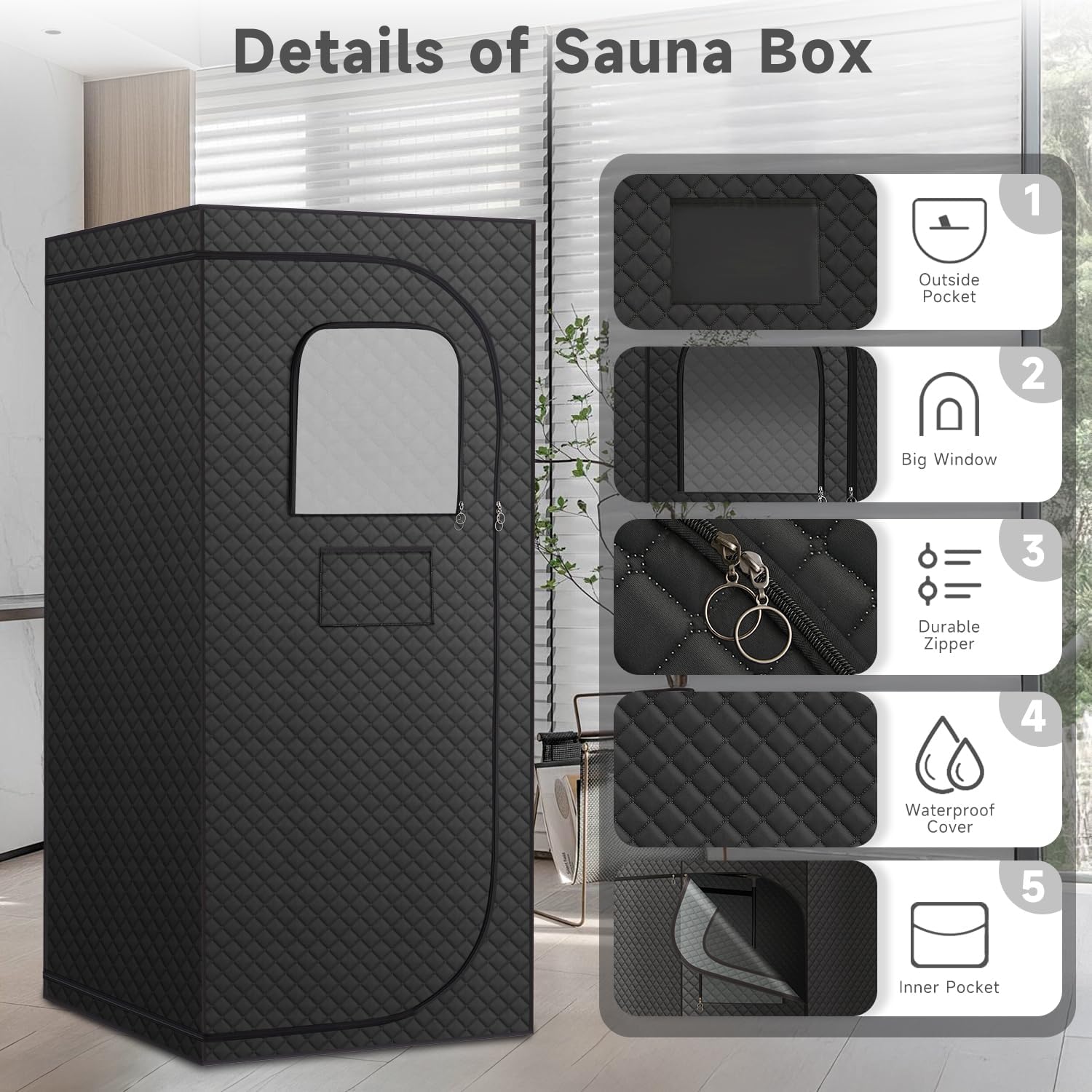 Far Infrared Sauna Box with Red Light Therapy  Portable Dry Sauna for Relaxation  Detoxification  Carbon Crystal Heating 9 Levels  Full Size 5.9ft×2.9ft×2.6ft