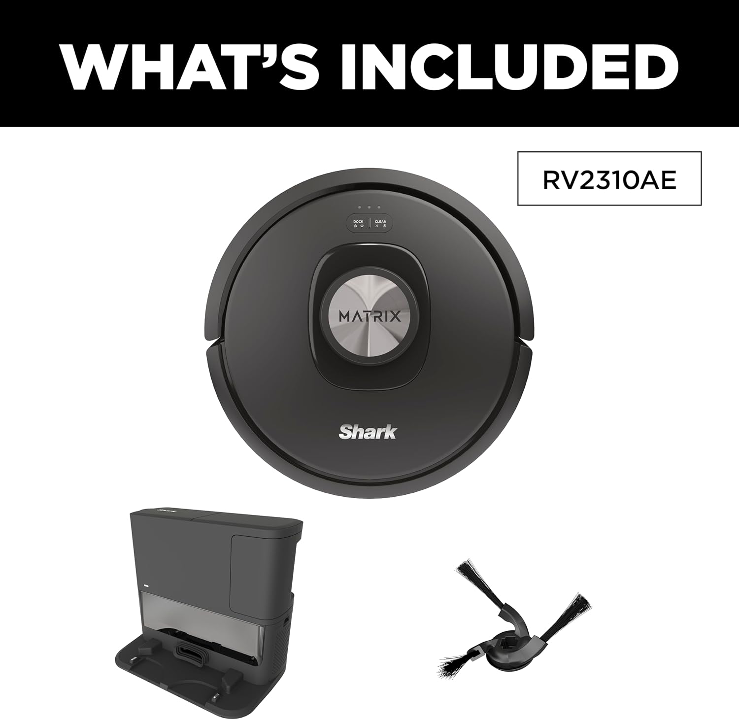 Shark RV2310AE Matrix Self-Emptying Robot Vacuum with Bagless, 45-Day Capacity, Self-Cleaning Brushroll for Pet Hair, No Spots Missed on Carpets & Hard Floors, Precision Home Mapping, Wi-Fi, Black