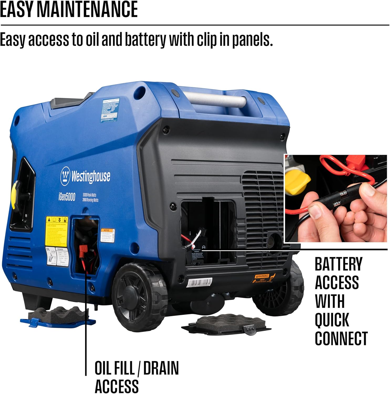 Westinghouse 5000 Peak Watt Super Quiet Portable Inverter Generator  Remote Electric Start with Auto Choke  Wheel & Handle Kit  RV Ready  Gas Powered  Parallel Capable