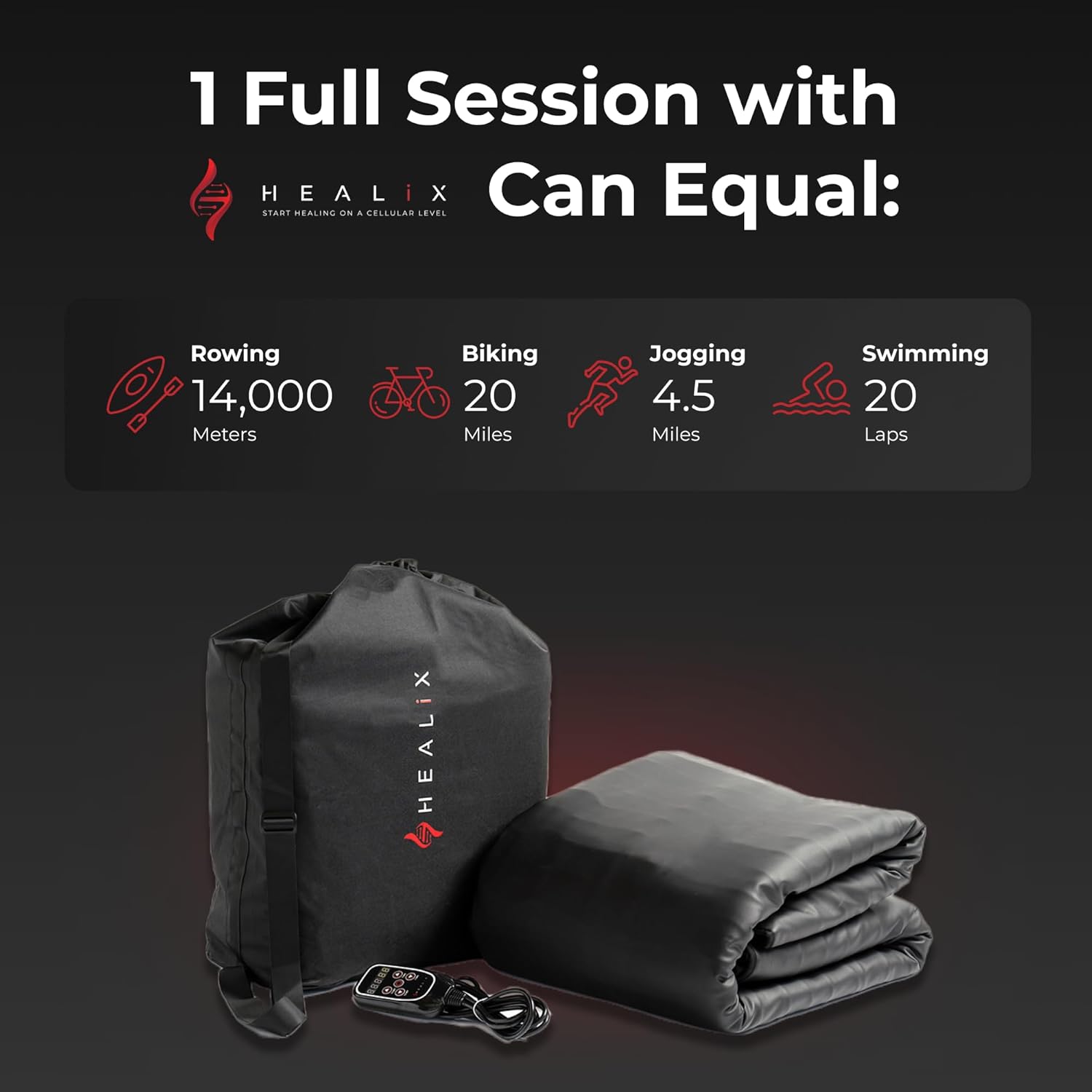 Healix Infrared Sauna Blanket Zero EMF | Portable Home Sauna Blanket for Relaxation & Wellness | Far Infrared Heating  Adjustable Temp (77–176°F)  Carbon Fiber Heating  Hook-and-Loop Closure