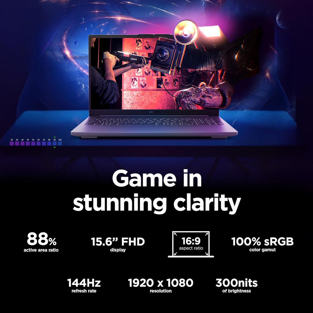 Lenovo LOQ Essential – AI-Powered Student Gaming Laptop - Intel® Core™i5-12450HX - 15.6" FHD IPS Display – 144Hz Refresh Rate – NVIDIA® GeForce RTX™ 4050 – 8GB Memory – 512GB SSD Storage – Luna Grey