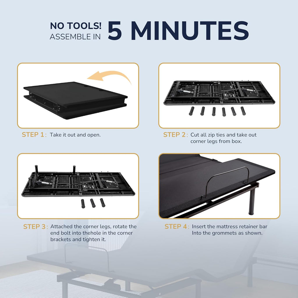 EGOHOME Split King Adjustable Bed Frame and 14 Inch Cooling Memory Foam Mattress, Wireless Remote Head and Foot Incline, 12 inch Legs, Zero Gravity