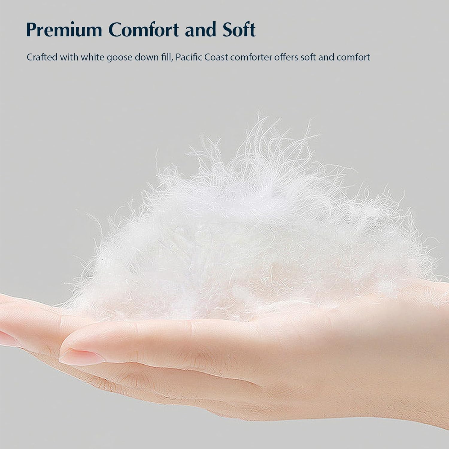 Pacific Coast Queen Comforter, White Goose Down Bed Comforter Queen Size,All Season Ultra Soft 100% Cotton Luxury Hotel Duvet Insert, 90"x90"