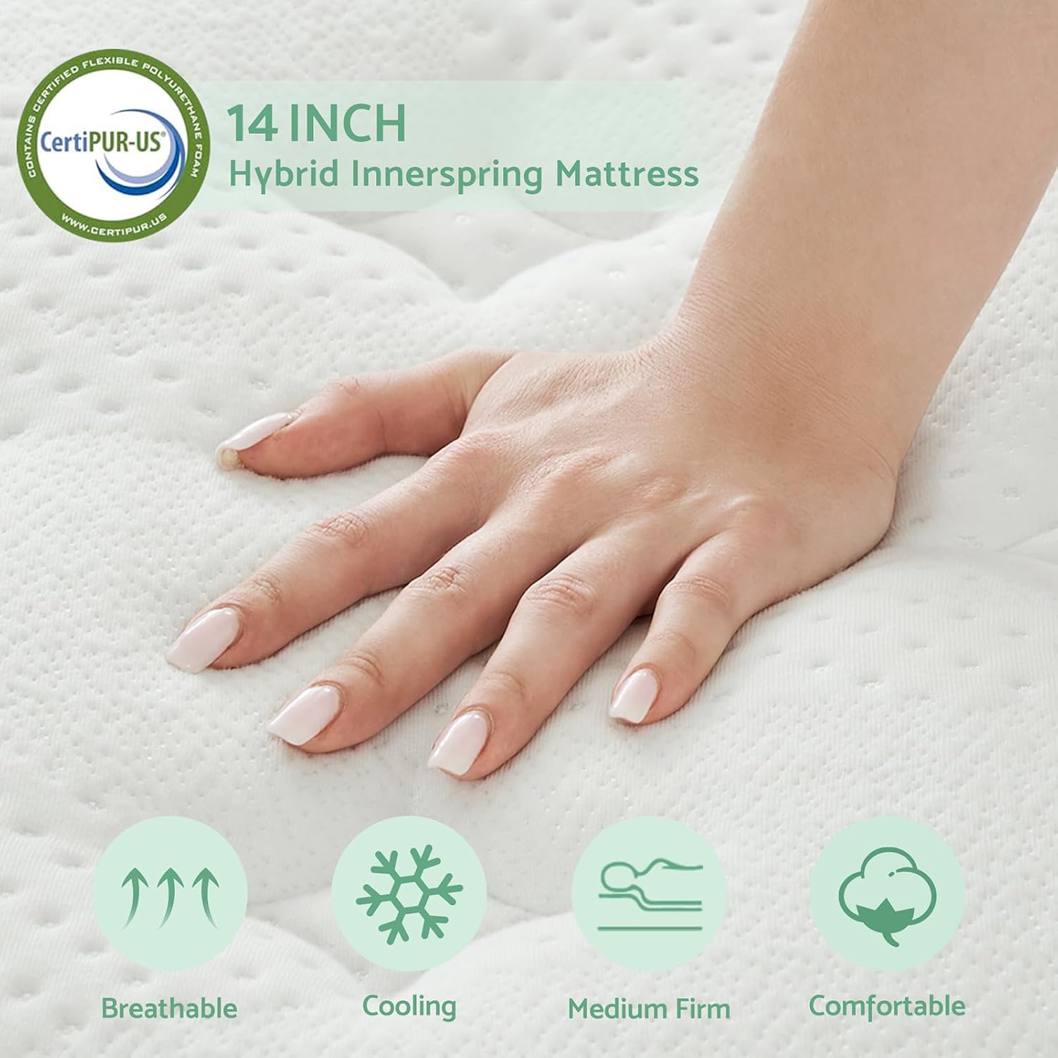 King Size Mattress, 12 Inch Hybrid Mattress in A Box, Memory Foam & Individually Pocket Spring for Pain Relief, Medium Firm King Mattresses