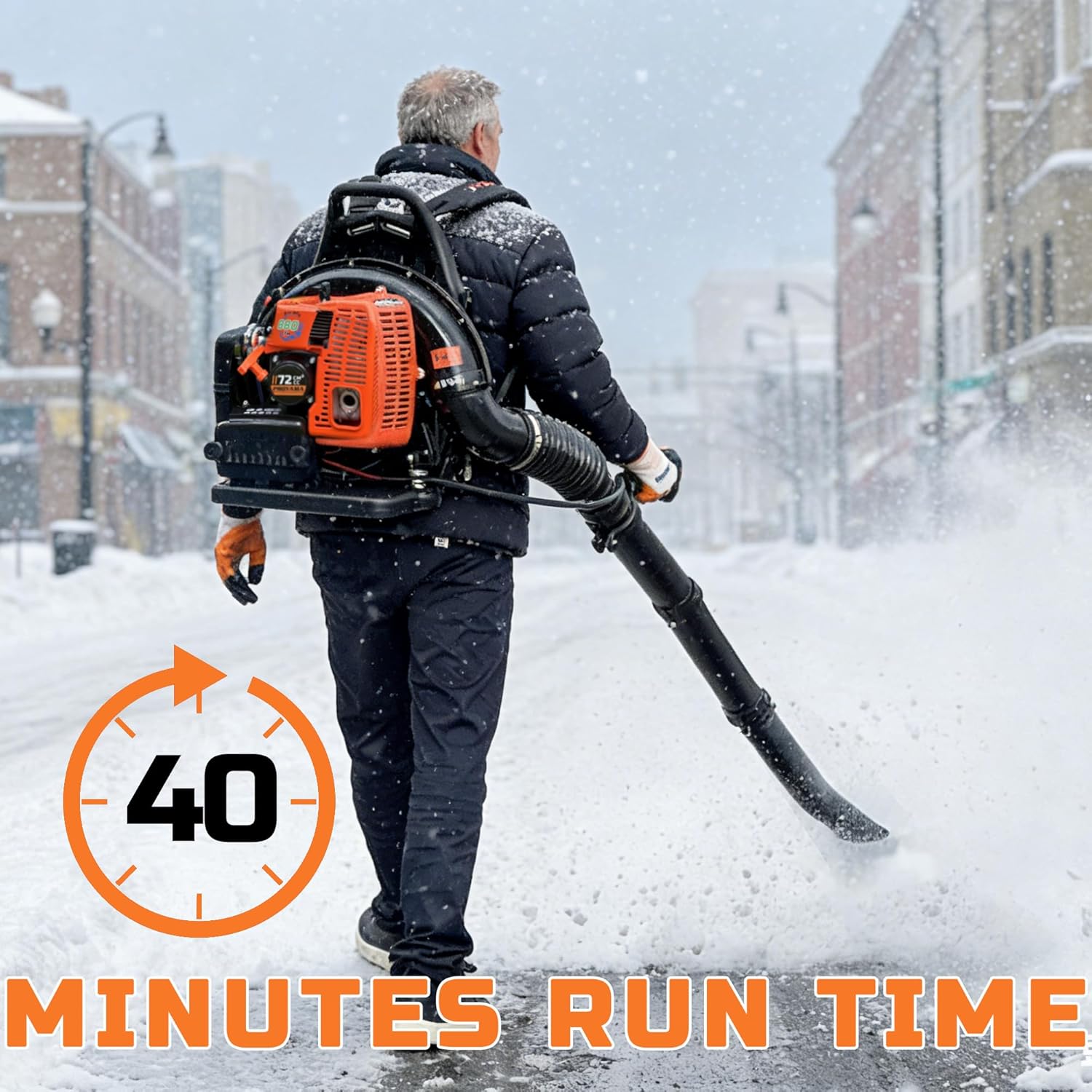 PROYAMA 72CC Gas Backpack Leaf Blower  2-Cycle 880CFM 275MPH Gas Powered Engine  2 in 1 Nozzle Low Vibration and Ergonomic Design with Cruise Control for Outdoor GardenYard Cleaning and Snow Removal