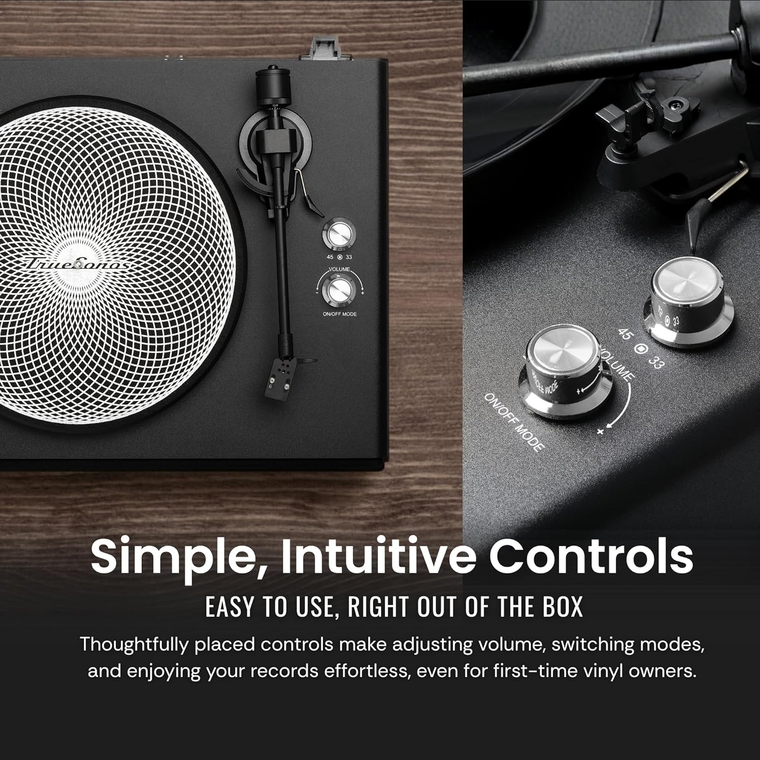 Hi-Fi Record Player with Speakers | Premium Vinyl Turntable with Bluetooth Capability | Built-in 4-Speaker Stereo System for Music Fans  Walnut Veneer+ Silver Trim