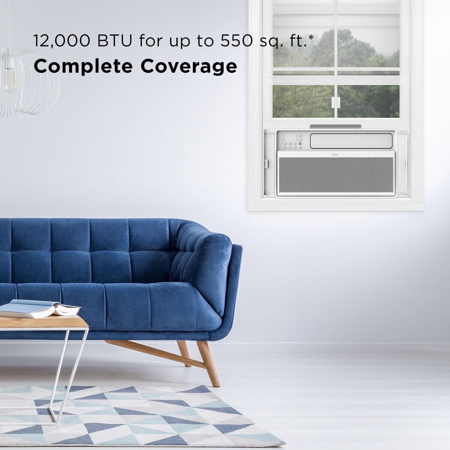 TCL 12,000 BTU Q-Series Smart Inverter Window AC, 115V, Inverter AC for Rooms up to 550-Sq. Ft., Ultra-Quiet, 38% Energy Saving, EZ Install, Open-able Window, Works with Alexa and Google Assistant