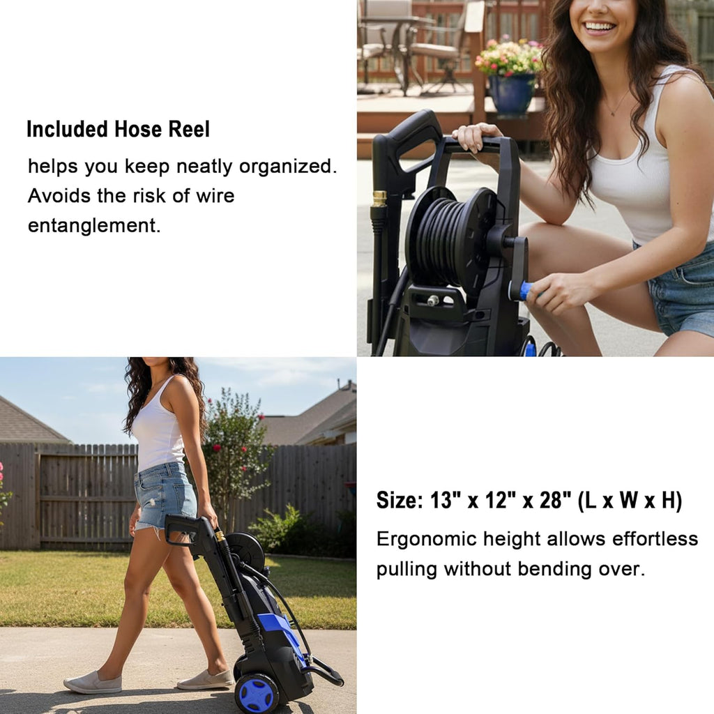 2026 Upgrade Pressure Power Washer 4800PSI w/4 Quick Connect Nozzles  Inlet Hose & Filter&500ML Soap Tank  High Cleaning Machine for Cars/Fences/Driveways/Patios/Home Cleaning Blue