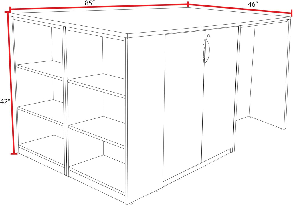 Regency Legacy Stand Up Desk/ 3 Storage Cabinet Quad with Bookcase End- Cherry