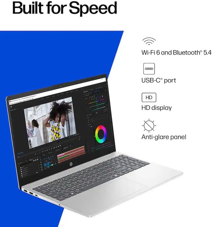 HP 15.6" Laptop with Microsoft Office 365 Included  Intel 4-Core Processor  32GB RAM 128GB SSD  Windows 11  PLUSERA Earphones  Natural Silver