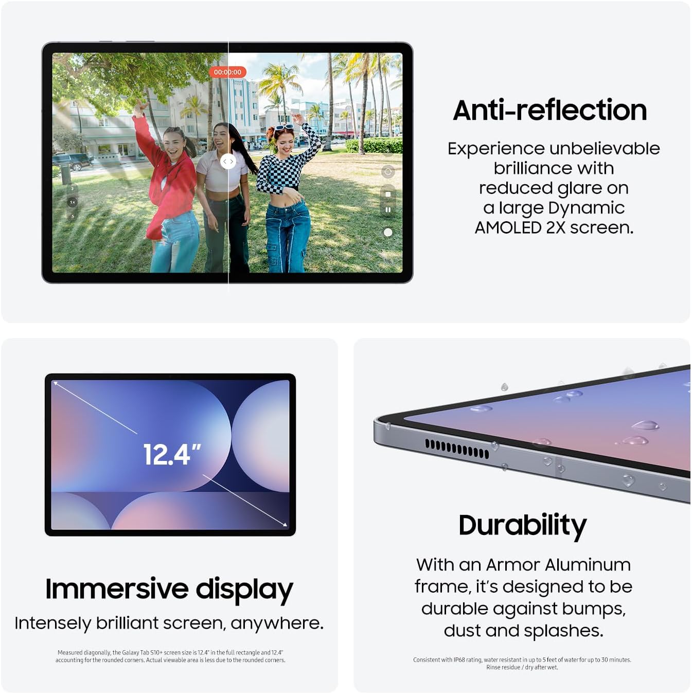 Samsung Galaxy Tab S10+ Plus 12.4” 256GB Android Tablet, Galaxy AI Tools, Circle to Search, AMOLED 2X Display, Long Battery Life, Durable Design, S Pen for Note-Taking, US Version, Moonstone Gray
