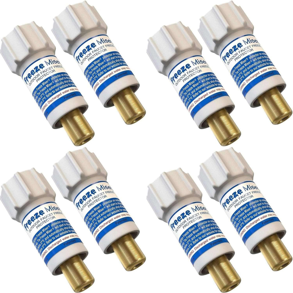 Freeze Miser Outdoor Faucet & Spigot Freeze Protection – Patented Valve Shield  Activates at Water Temperature Below 37°F/3°C – Durable Winter Cover Alternative – Quick Install  Saves Water – 8 Pack