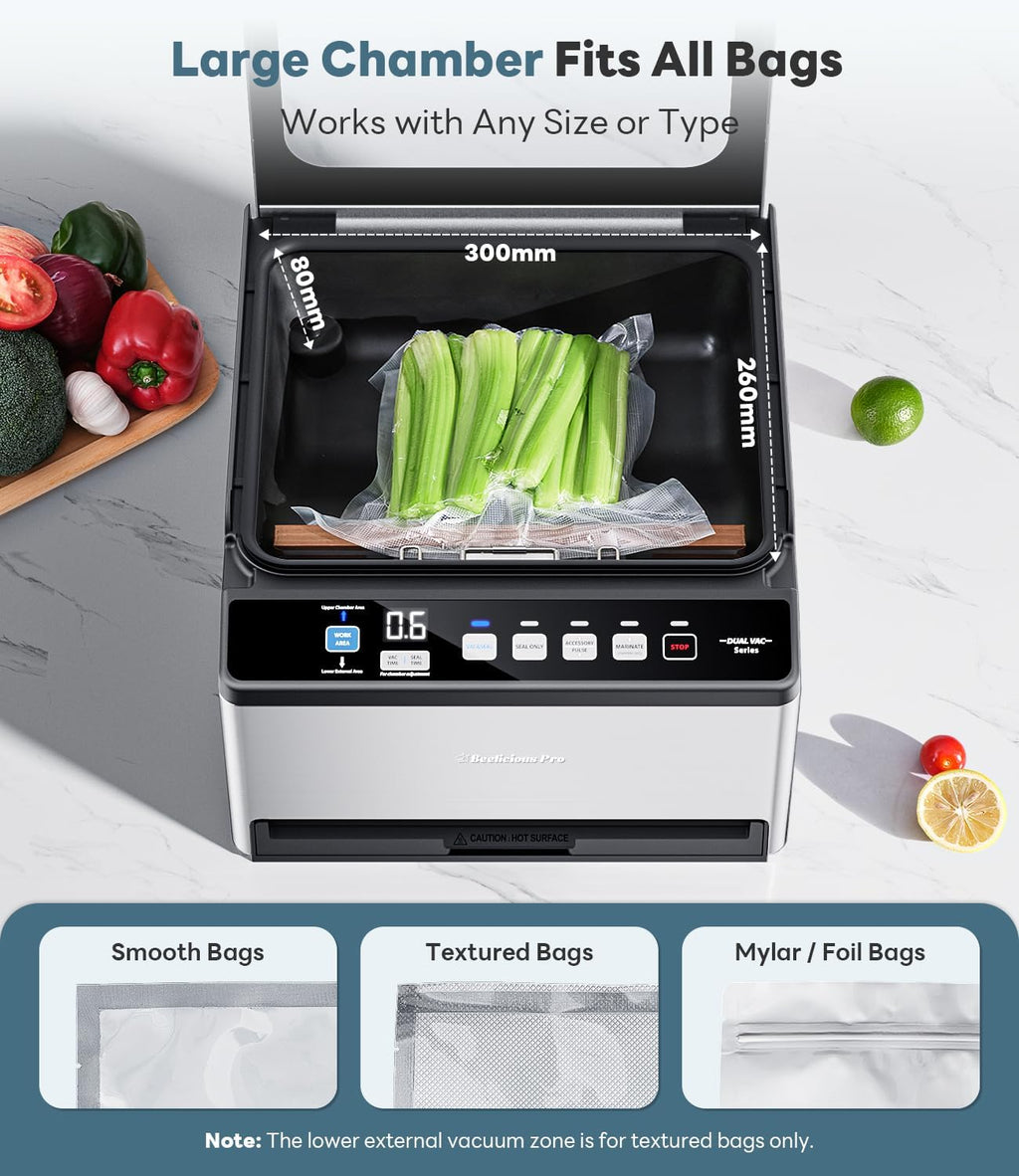 DualCore CVS101 Chamber Vacuum Sealer for Liquids & Sous Vide, 6L Dual Vacuum Zones & Extra-Wide Bag Clamp, 230W Dual-Core Dry Pump x4, Commercial-Grade Food Packaging Machine for Home Use