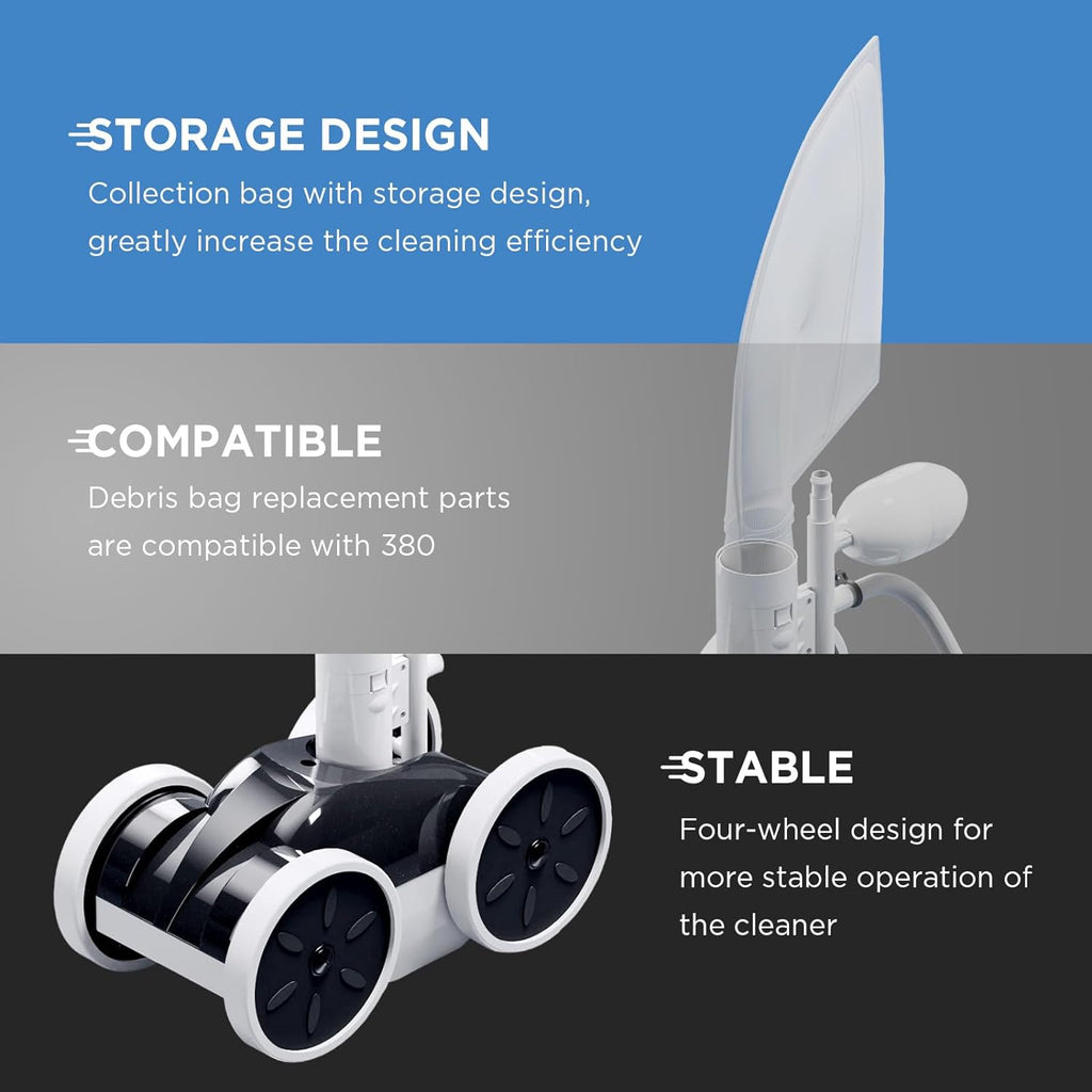 MAKHOON Upgrade Pool Pressure Side Sweeper: Professional Solution for Cleaning Your Swimming Pool (Four Wheels are Better Than Three) Need 1.5" Female Thread Pool Booster Pump Inlet  4 Bar Pressure