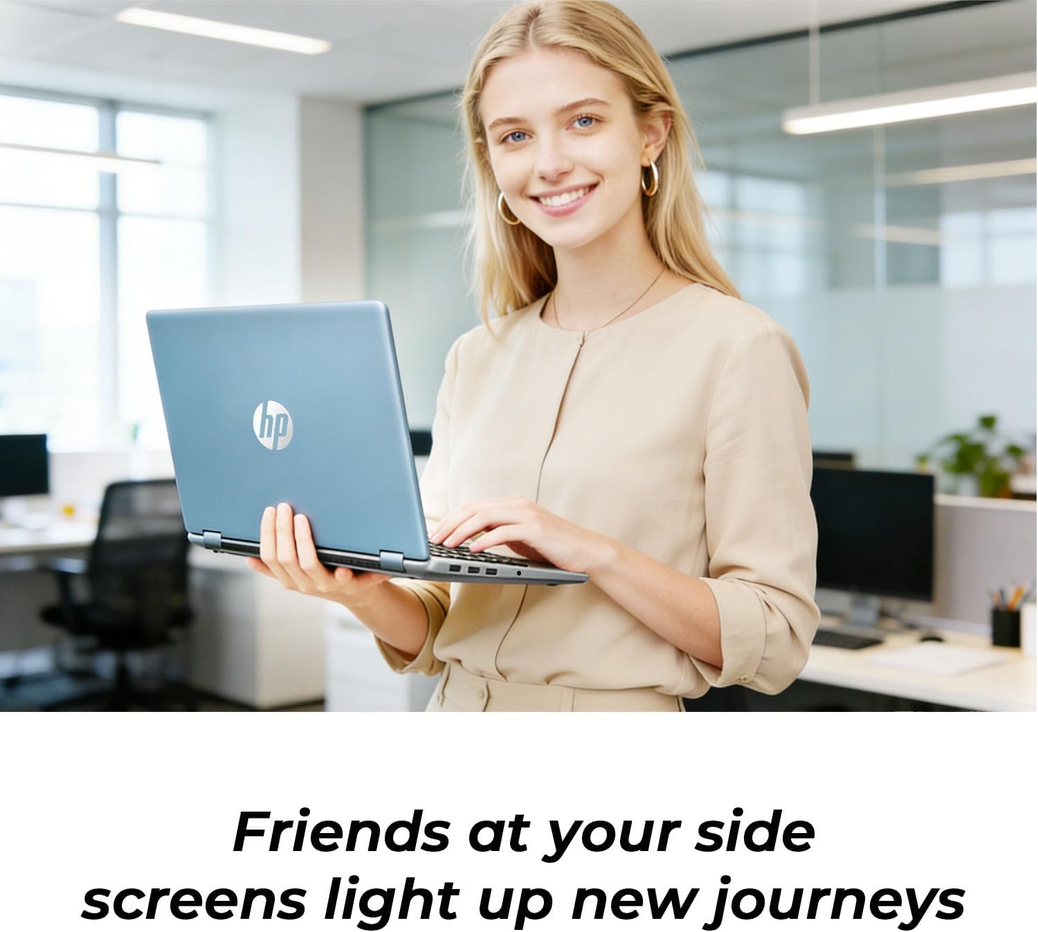 HP 14" Moonlight Blue Laptop with Office 365  AMD CPU  4GB DDR5 RAM  1.1TB Storage (128GB SSD and 1TB OneDrive)  HD Display  Windows 11  Energy-Efficient & Quiet Performance