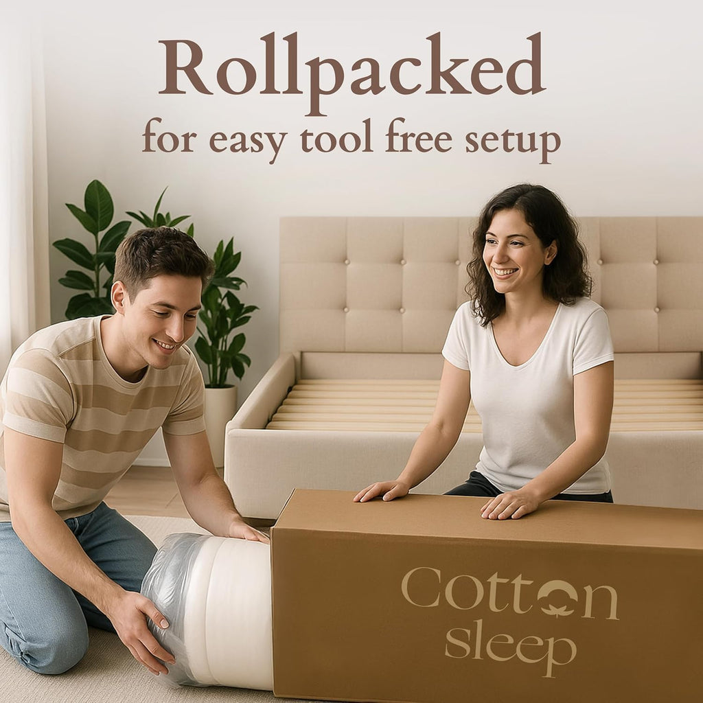 CottonSleep All Natural Mattress (100% Organic Cotton, Wool, & GOTS Latex, Made in The USA) Non Toxic, Fiberglass Free Hybrid Pocket Coil and Plush Foam Bed in A Box Medium Soft - Twin XL, 13"