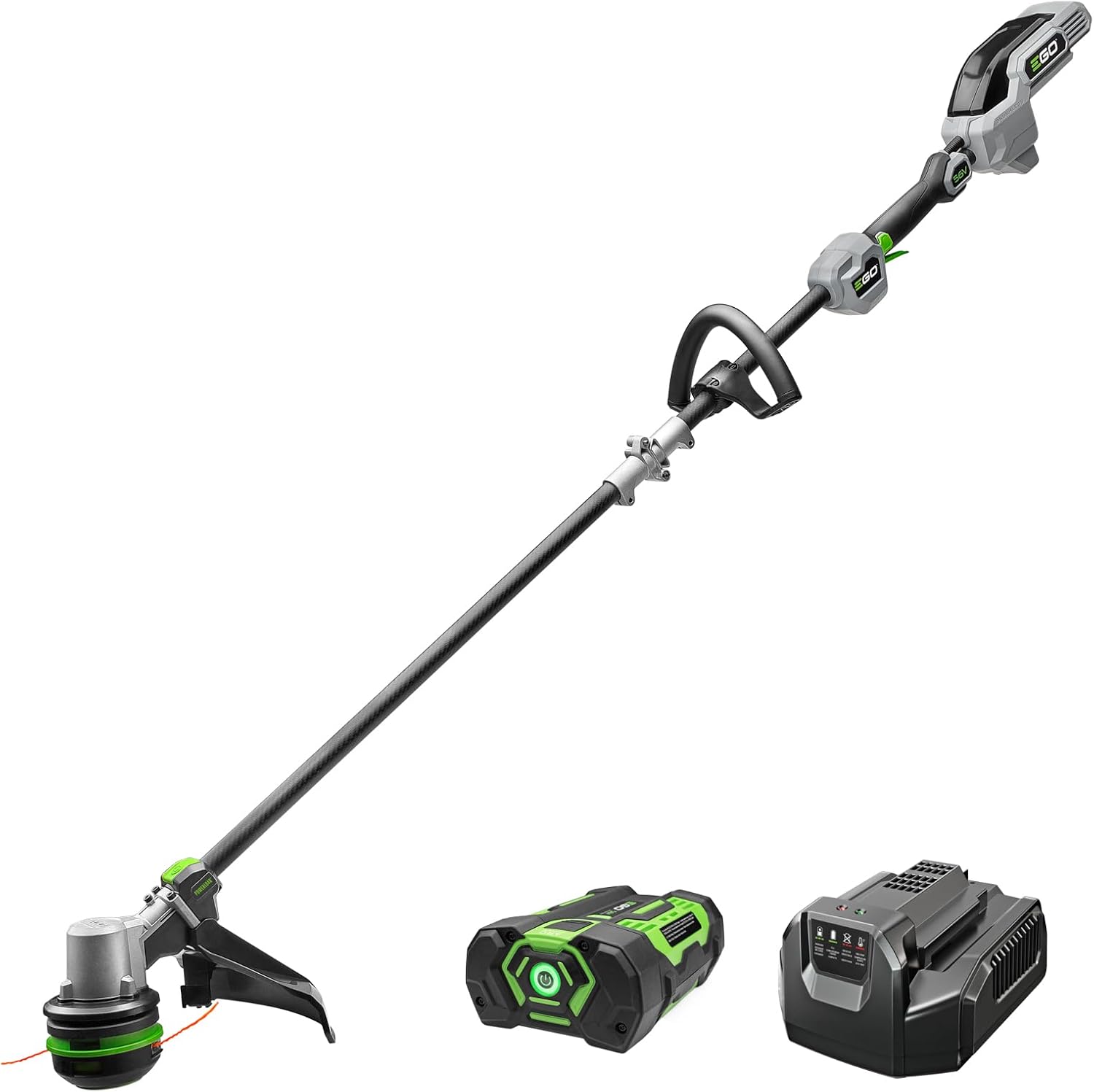 EGO POWER+ String Trimmer  Battery Powered  15" Trimmer for Weeds and Grass with POWERLOAD and Carbon Fiber Split Shaft  Includes 56V 2.5Ah Battery and Charger - ST1521S