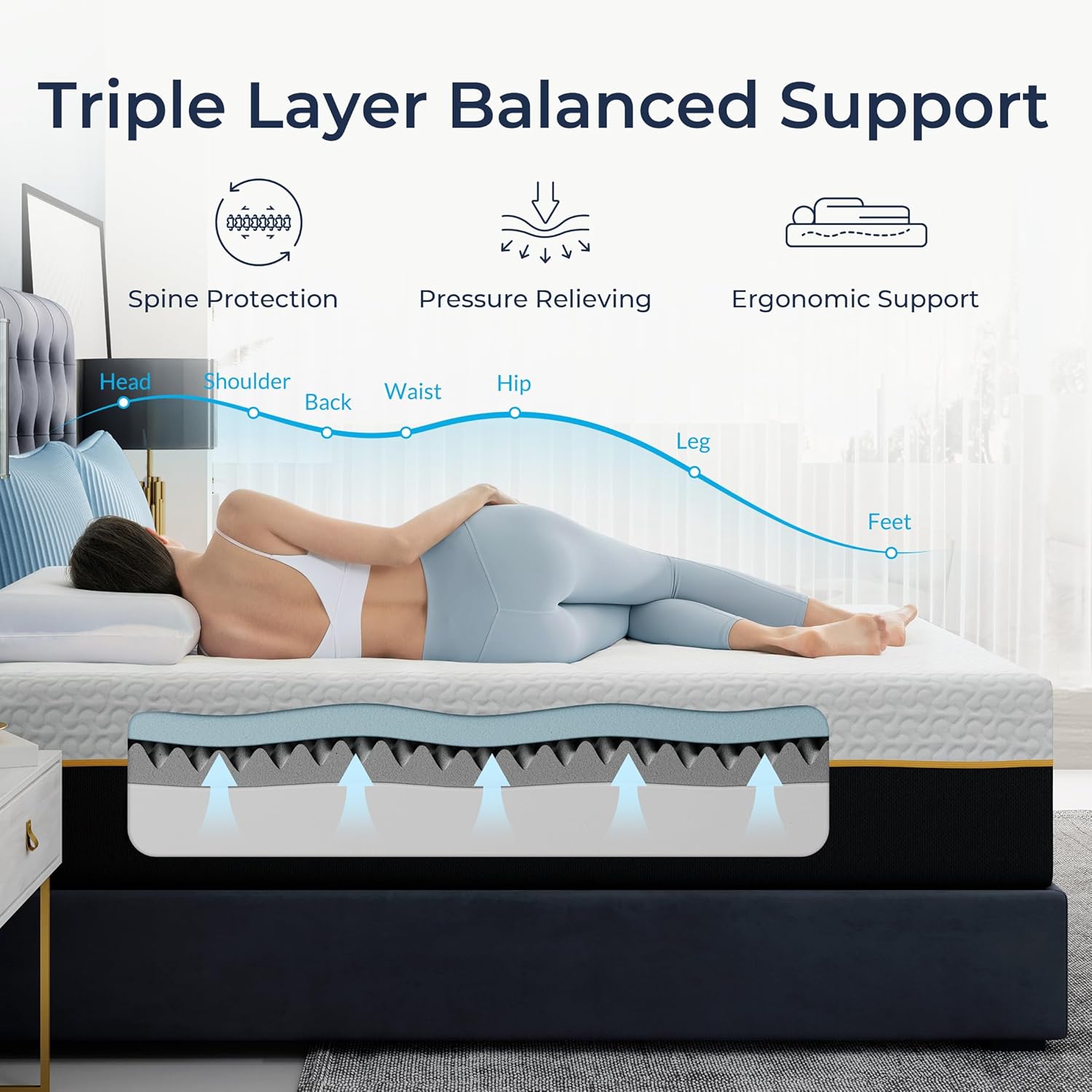 14 Inch King Size Mattress, Cooling Tencel Cover, King Memory Foam Mattress in a Box, Medium Plush King Size Bed for Back Pain Relief and Cool Sleep, CertiPUR-US Certified, Foam Made in USA