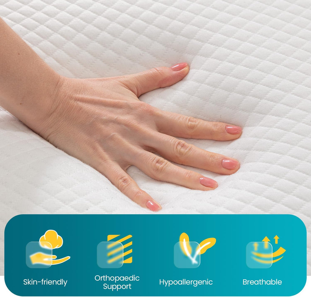 FDW | 14 Inch King Mattress | Medium Firm | Gel Memory Foam Mattress | White | Bed in a Box, CertiPUR-US Certified | Pressure Relief, Cooling Ventilated Foam | Washable Removable Cover
