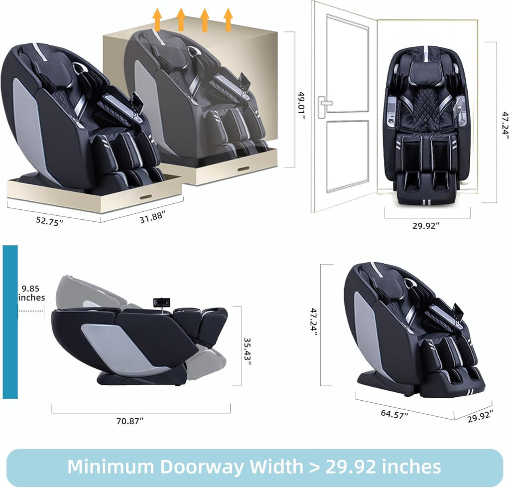 MassaMAX 4D Full Body Massage Chair with Zero Gravity, Extendable Footrest, SL Track, 15 Modes, AI Voice Control, Yoga Stretch, Foot Rollers, and Waist & Calves Heating Comfort with Cover (Black)