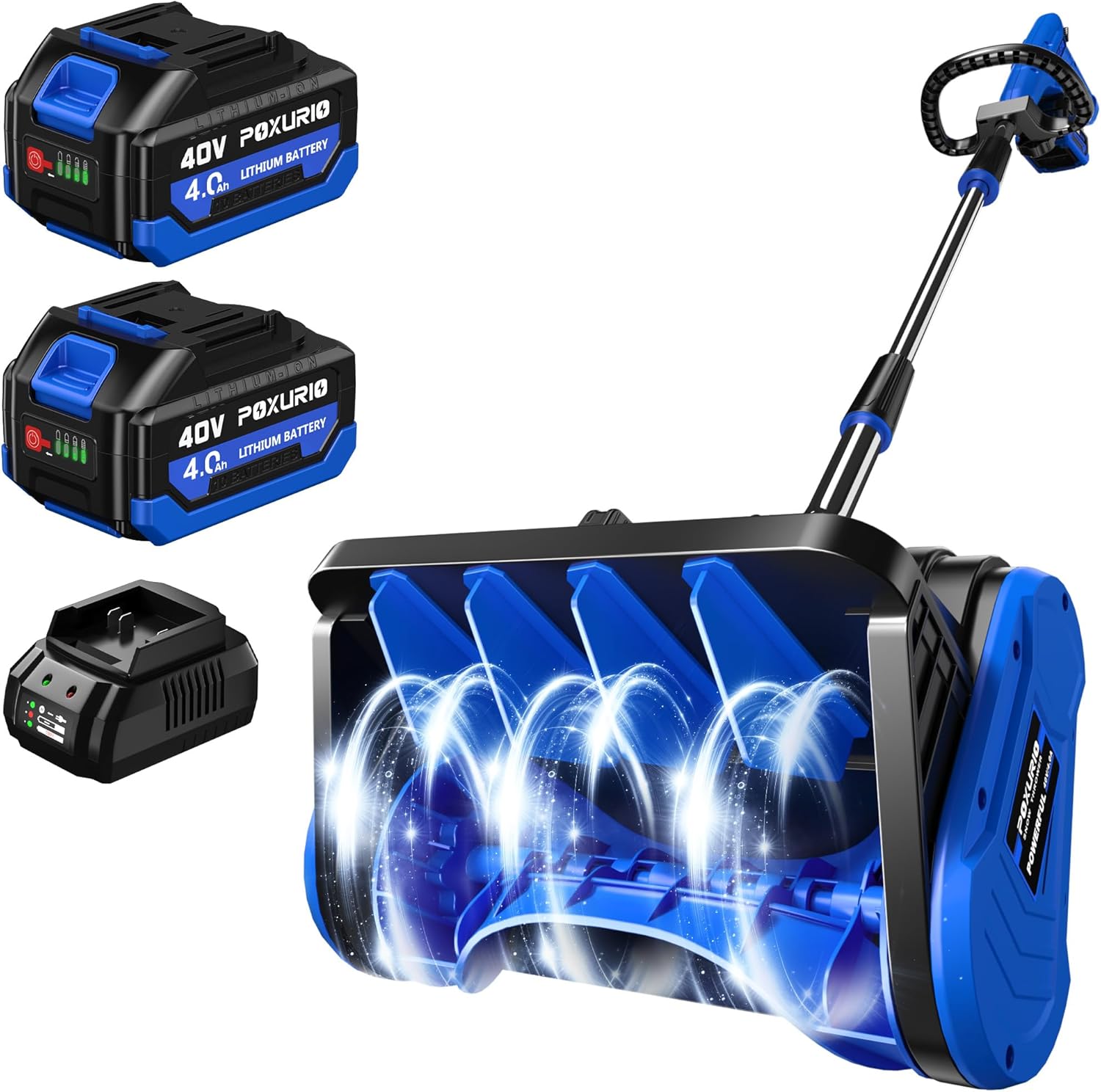 2 * 40V Electric Cordless Snow Shovel  13 Inch Brushless Electric Snow Blower with 2×4.0Ah Batteries & Fast Charger  13" Width  6" Depth  25FT Throw Distance Snow Shovel for Driveway  Patio