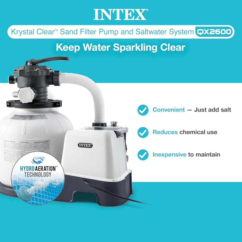 Intex Sand Filter Pump & Saltwater System for Up to 15 000 Gal Pools  Krystal Clear - Automatic Algae Control & Above-Ground Swimming Pool Cleaning