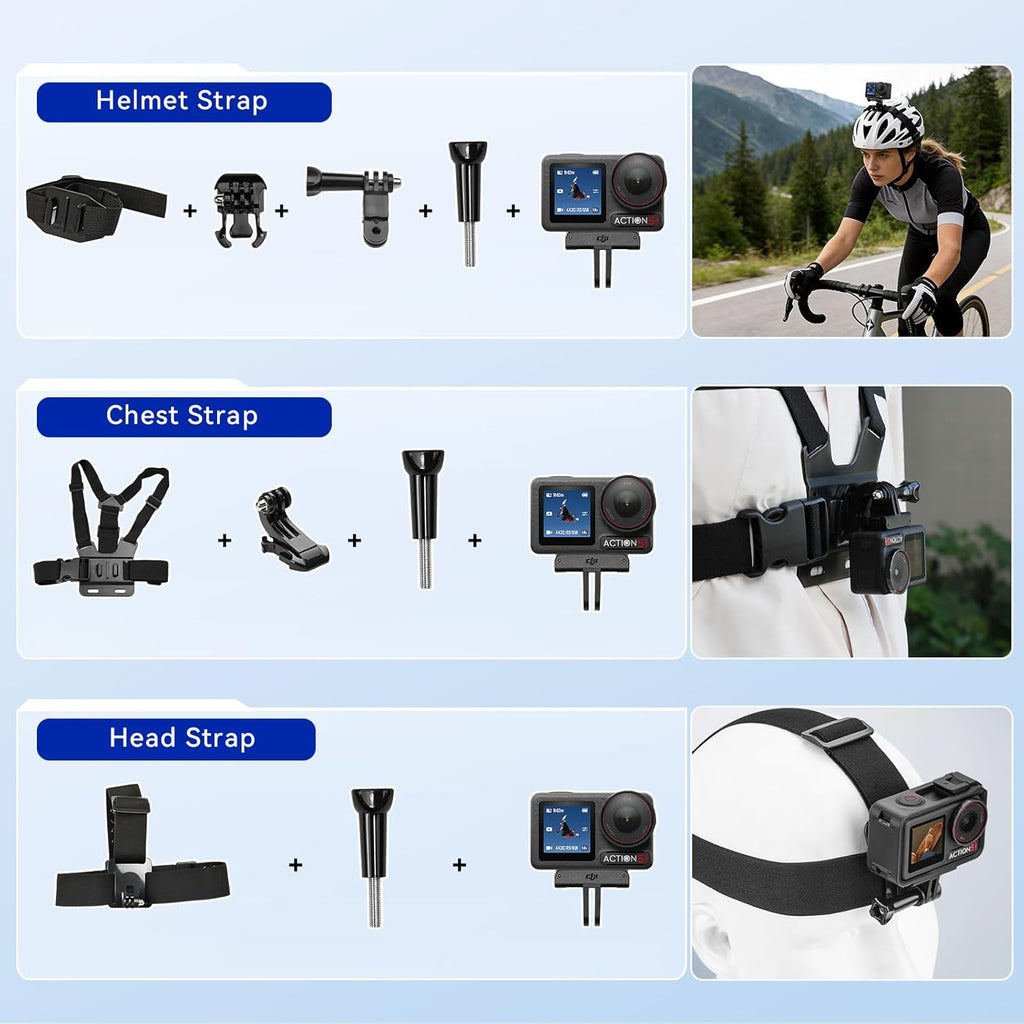 DJI Osmo Action 5 Pro Standard Combo with 58 Piece Accessory Kit and 2 Extra Batteries + 64GB Card - Waterproof Action Camera with 1/1.3" Sensor  4K/120fps Video  Action Camera 4K Ideal for Sports
