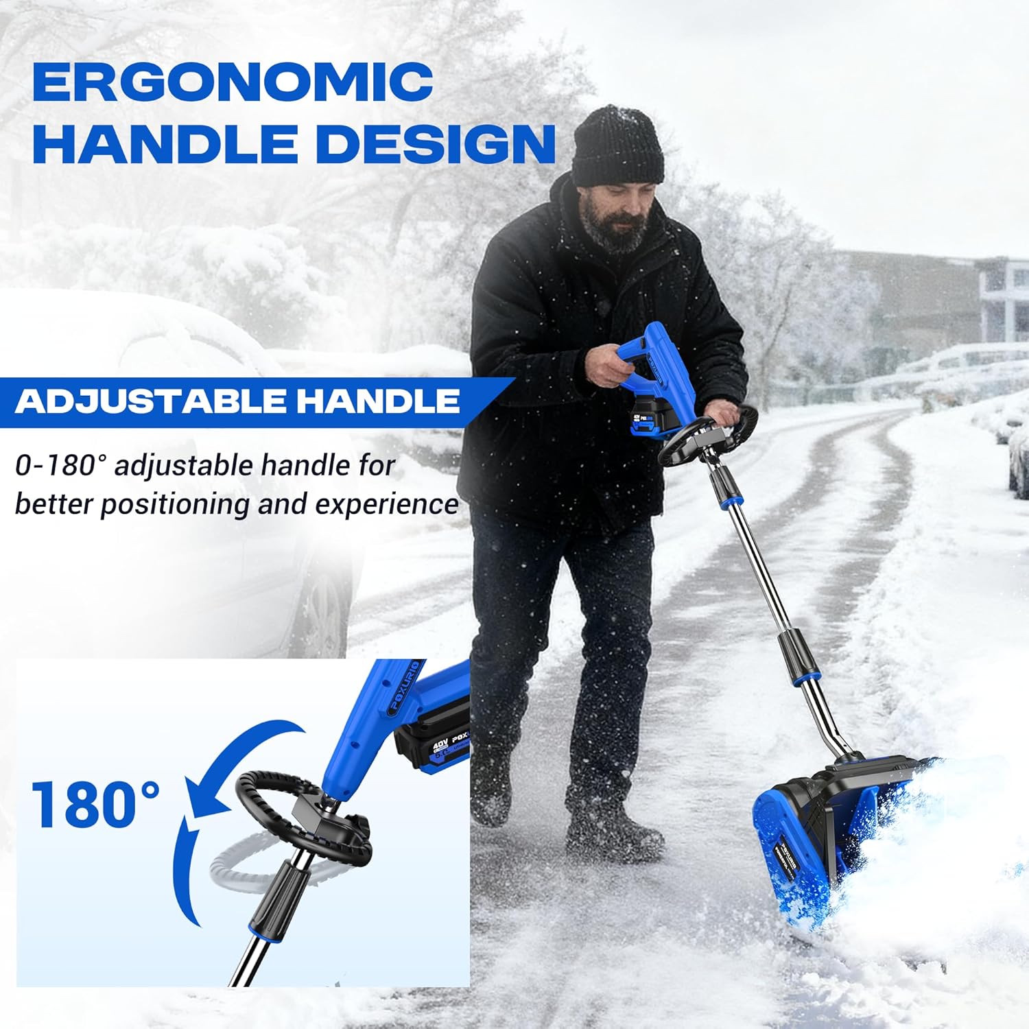 2 * 40V Electric Cordless Snow Shovel  13 Inch Brushless Electric Snow Blower with 2×4.0Ah Batteries & Fast Charger  13" Width  6" Depth  25FT Throw Distance Snow Shovel for Driveway  Patio