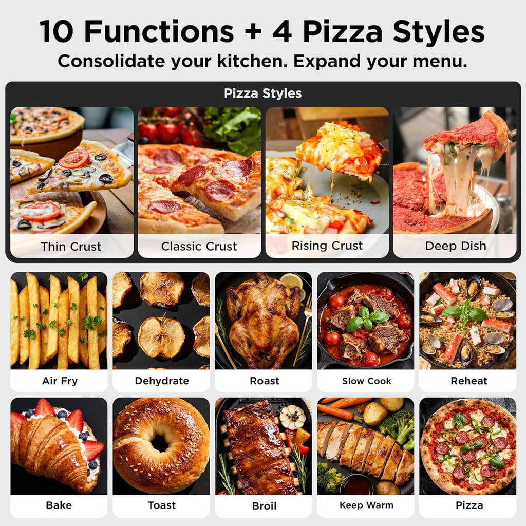 Midea Flexify Pro 10+4 Toaster Oven Air Fryer Combo, Graphene Juicy-Lock Cooking, French Door Countertop Oven, 450°F Flash Air Fry, 26.4 QT Stainless Steel