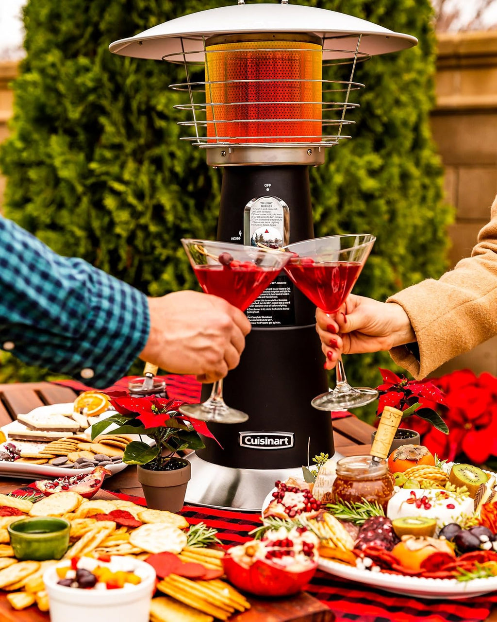 Cuisinart Portable Tabletop Patio Heater  11 000 BTU Outdoor Propane Heater with Safety Tilt Switch and Adjustable Heat  Burner Screen Guard  30 sq. Foot Heat Range  Gray