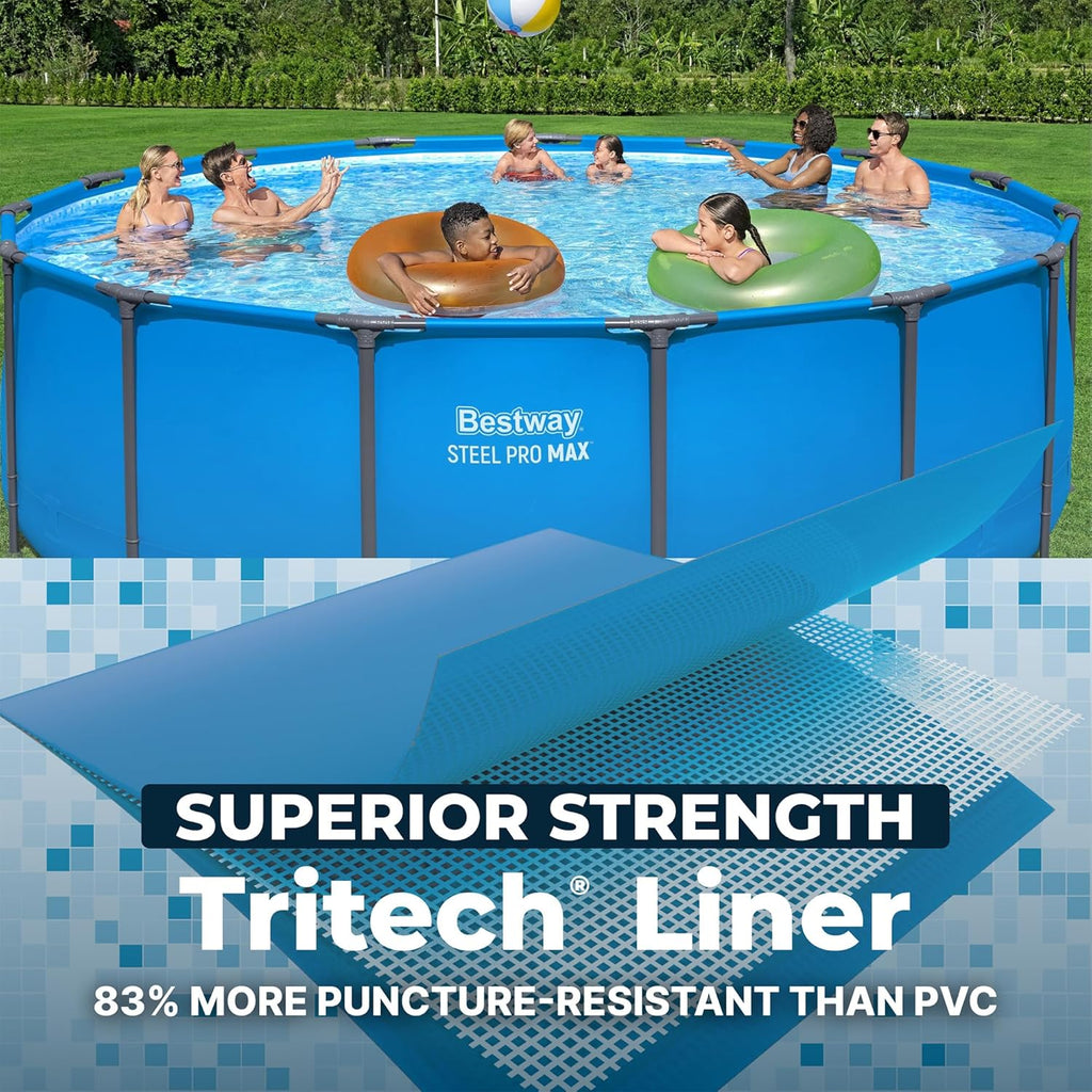 Bestway Steel Pro MAX 15' x 48" Above Ground Pool  Round Metal Frame Outdoor Swimming Pool for Backyard  Blue  Pool ONLY