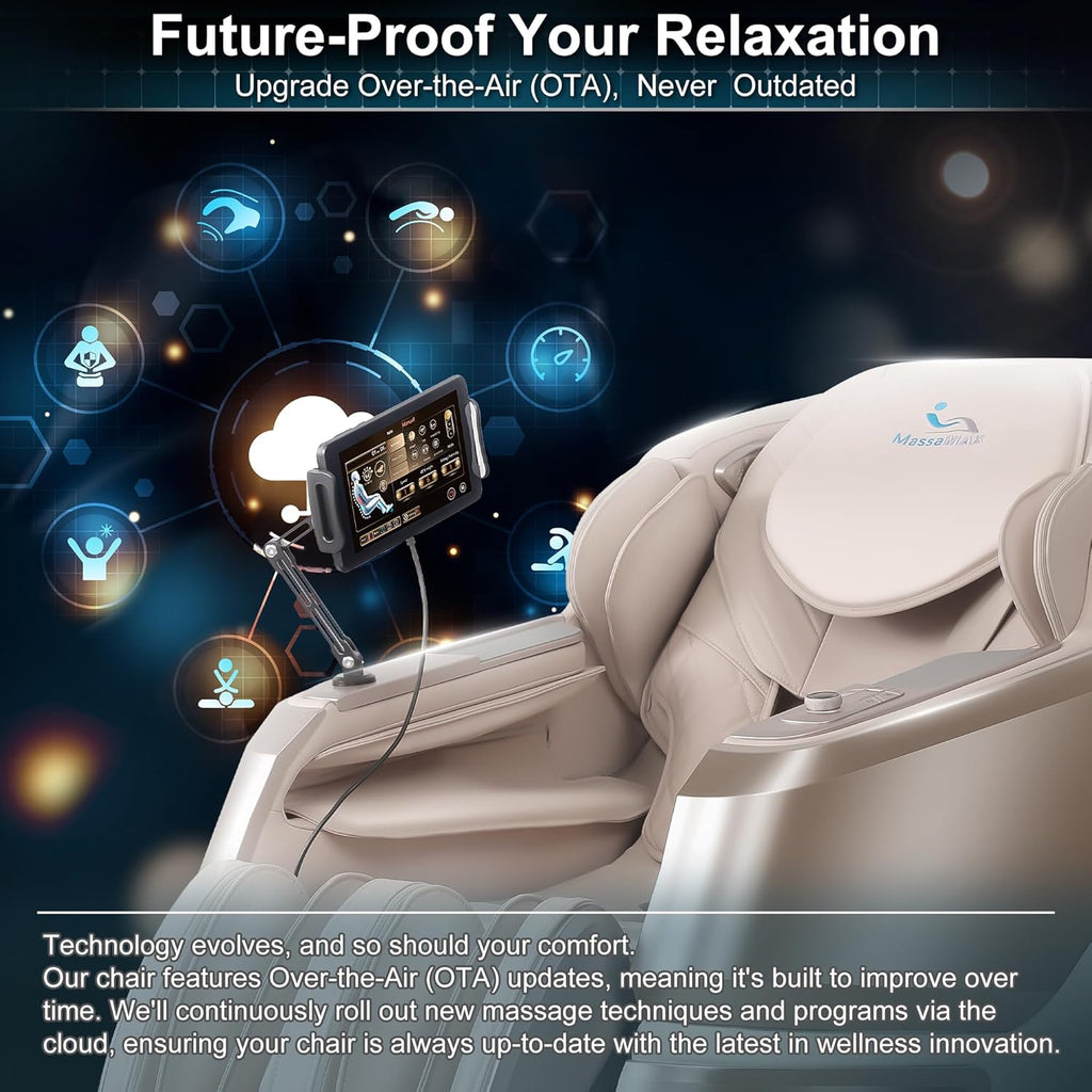 MassaMAX MT339 4D Massage Chair, Full Body Recliner with Auto Footrest, Zero Gravity, OTA Cloud Tech, SL Track, Deep Yoga Stretch, 27 Modes, APP, AI Control, and Heating (Golden)