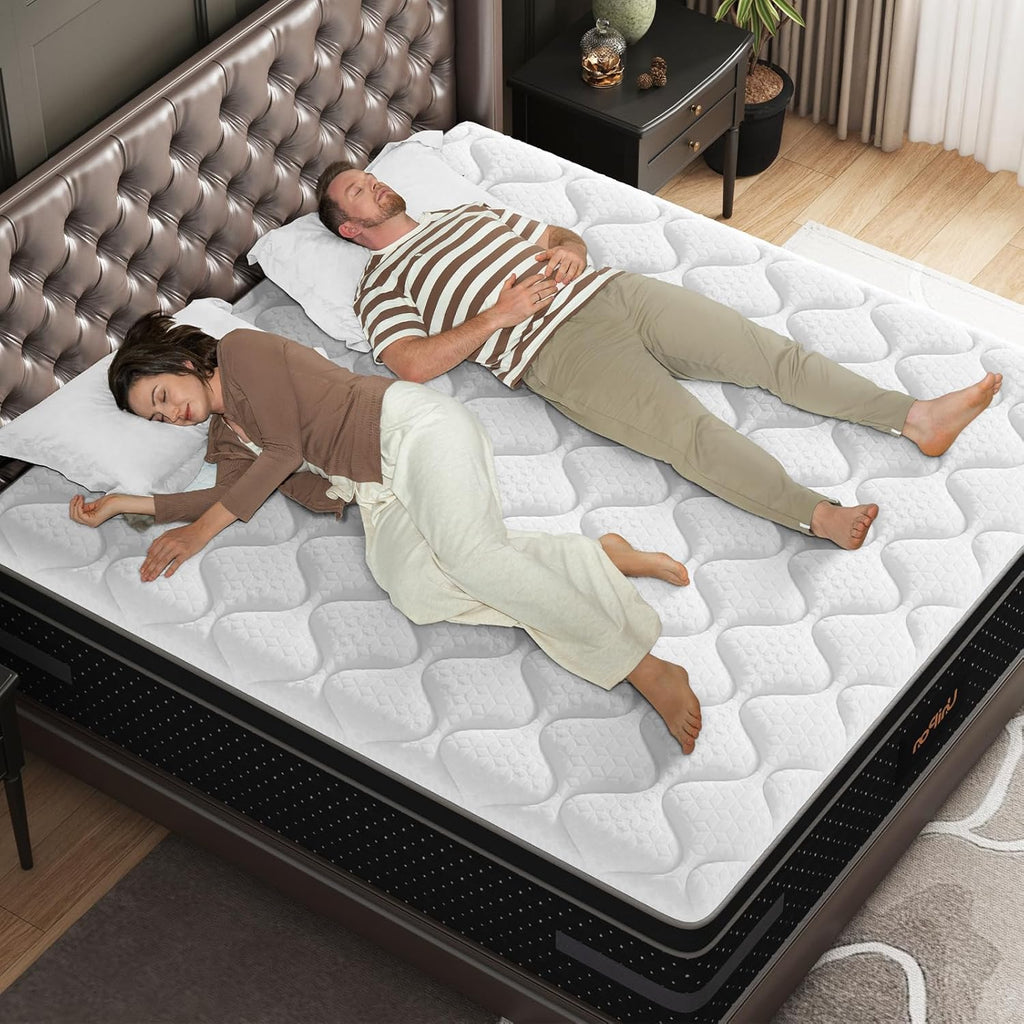 Firm Queen Mattress, 14 Inch Deep Sleep Hybrid Mattress with Extra Back & Hip Support, Motion Isolation with Fiberglass-Free, CertiPUR-US Certified, 365-Night Trial