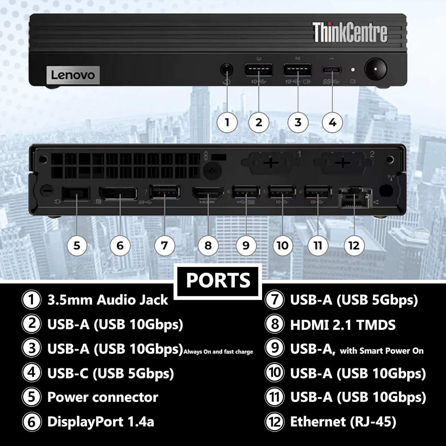 Lenovo ThinkCentre Tiny M70q Gen 5 Intel 10-Core i5-14400T (Beat i7-13700T)  32GB DDR5 RAM  1TB NVMe  WiFi 6  Bluetooth  RJ-45  DP Port  HDMI  W11P  Business Desktop  3 Yr Wty